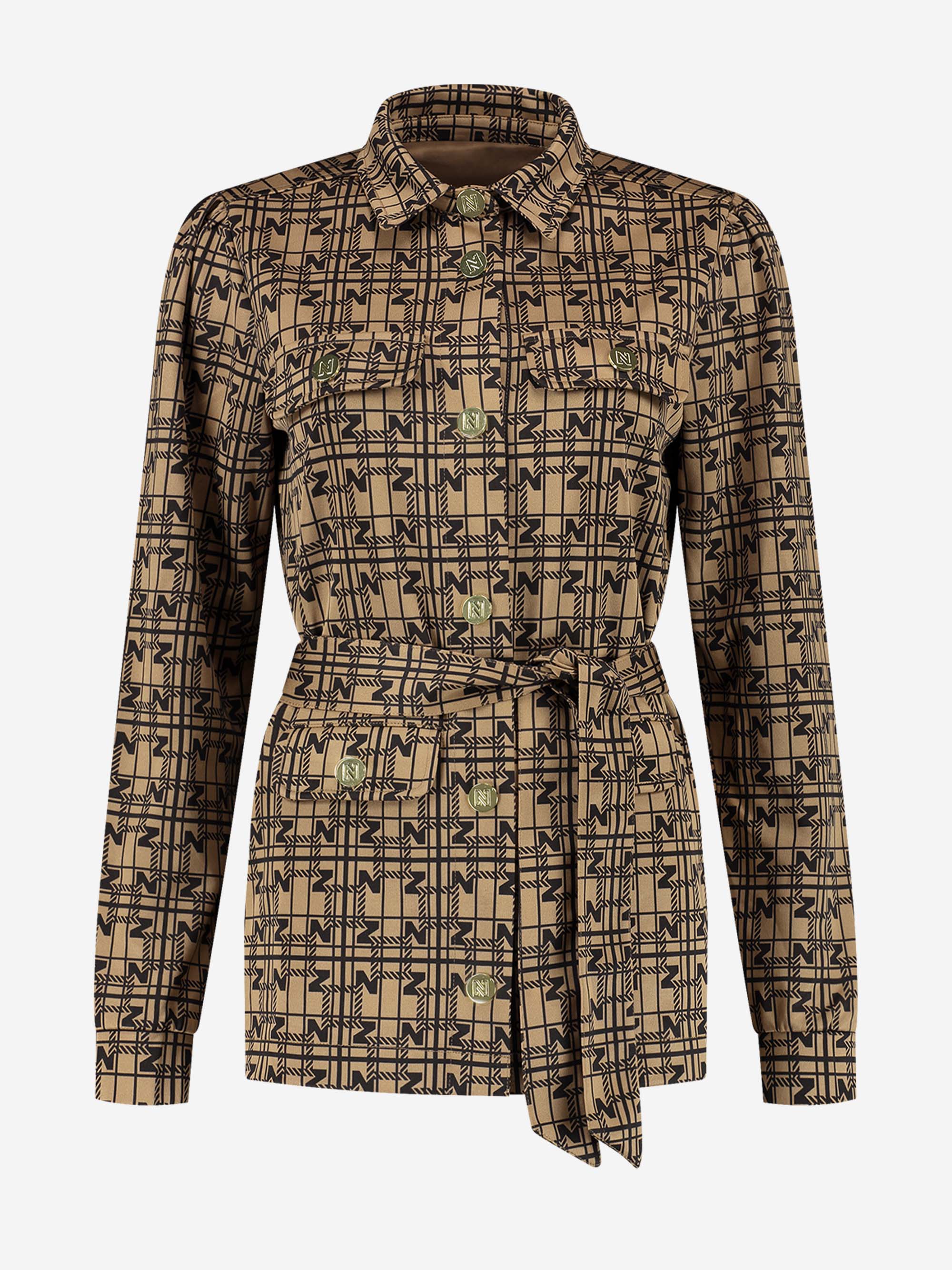 Blouse with tie belt