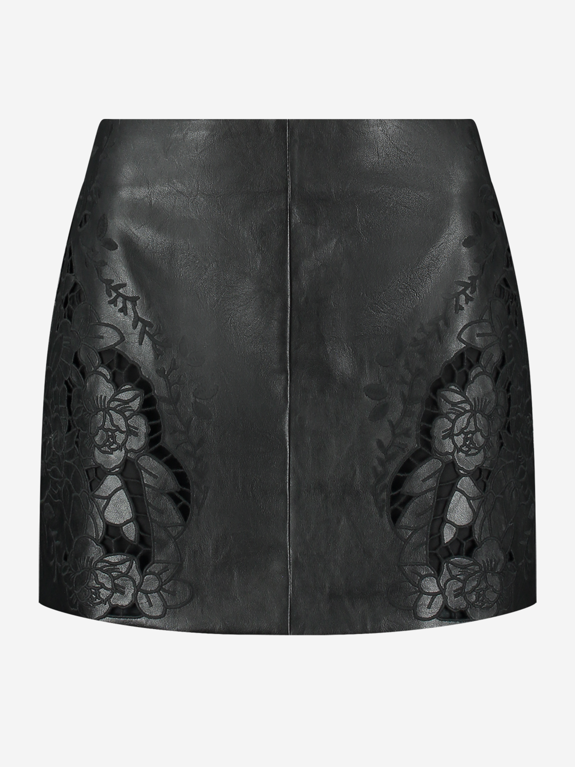 Vegan leather skirt with embroidery details 