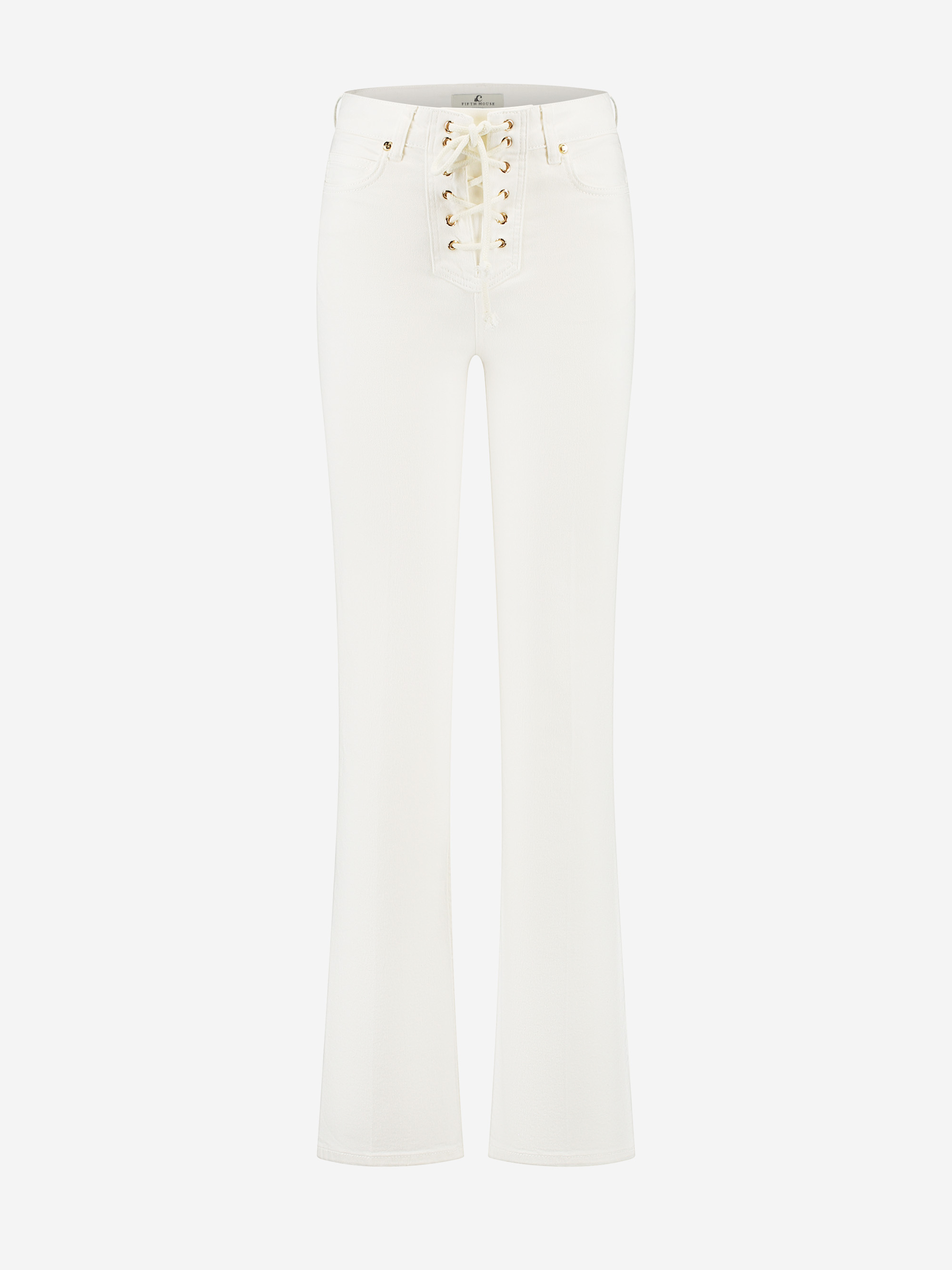 High rise jeans met vetersluiting