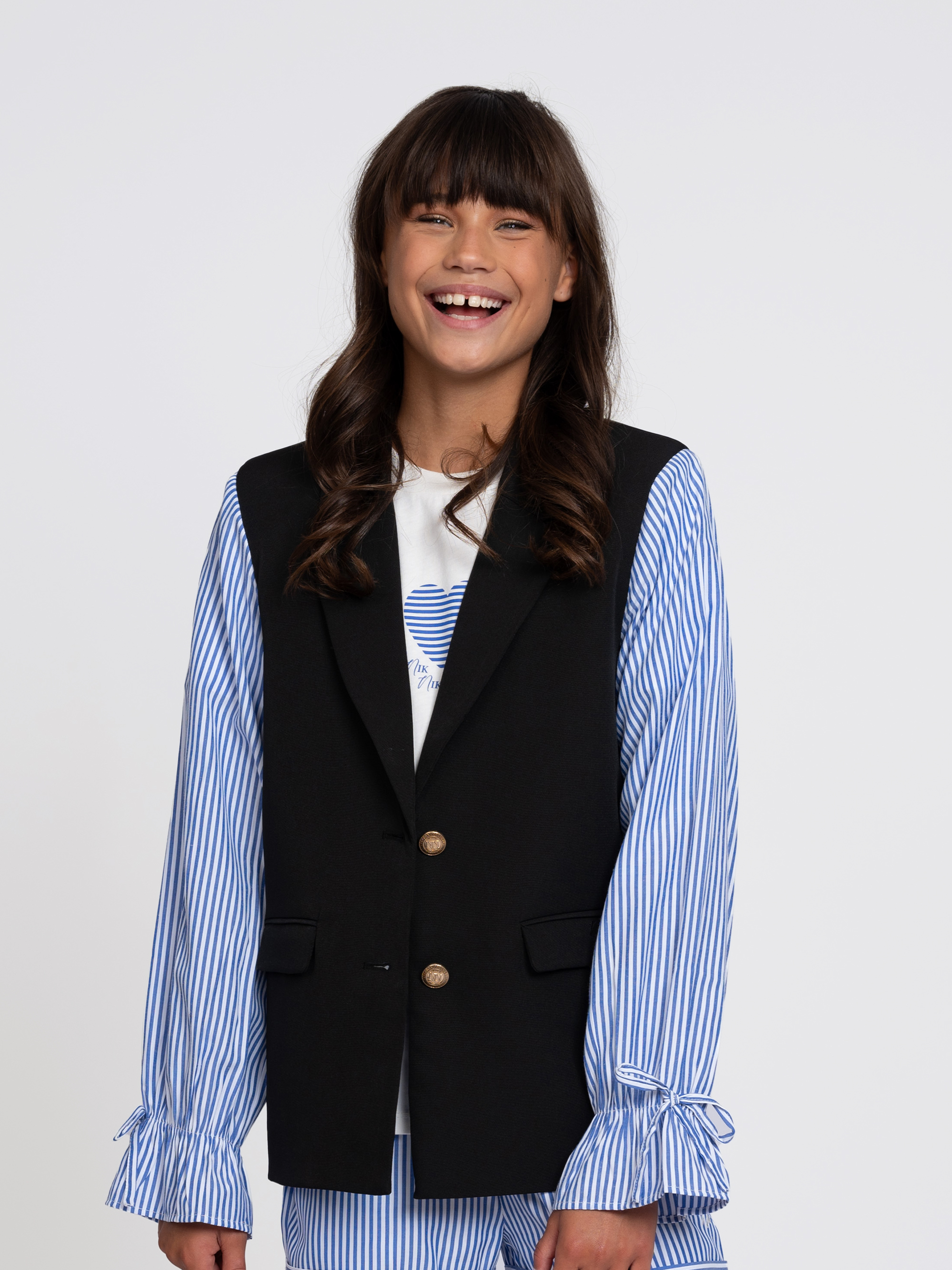Blazer with striped sleeves
