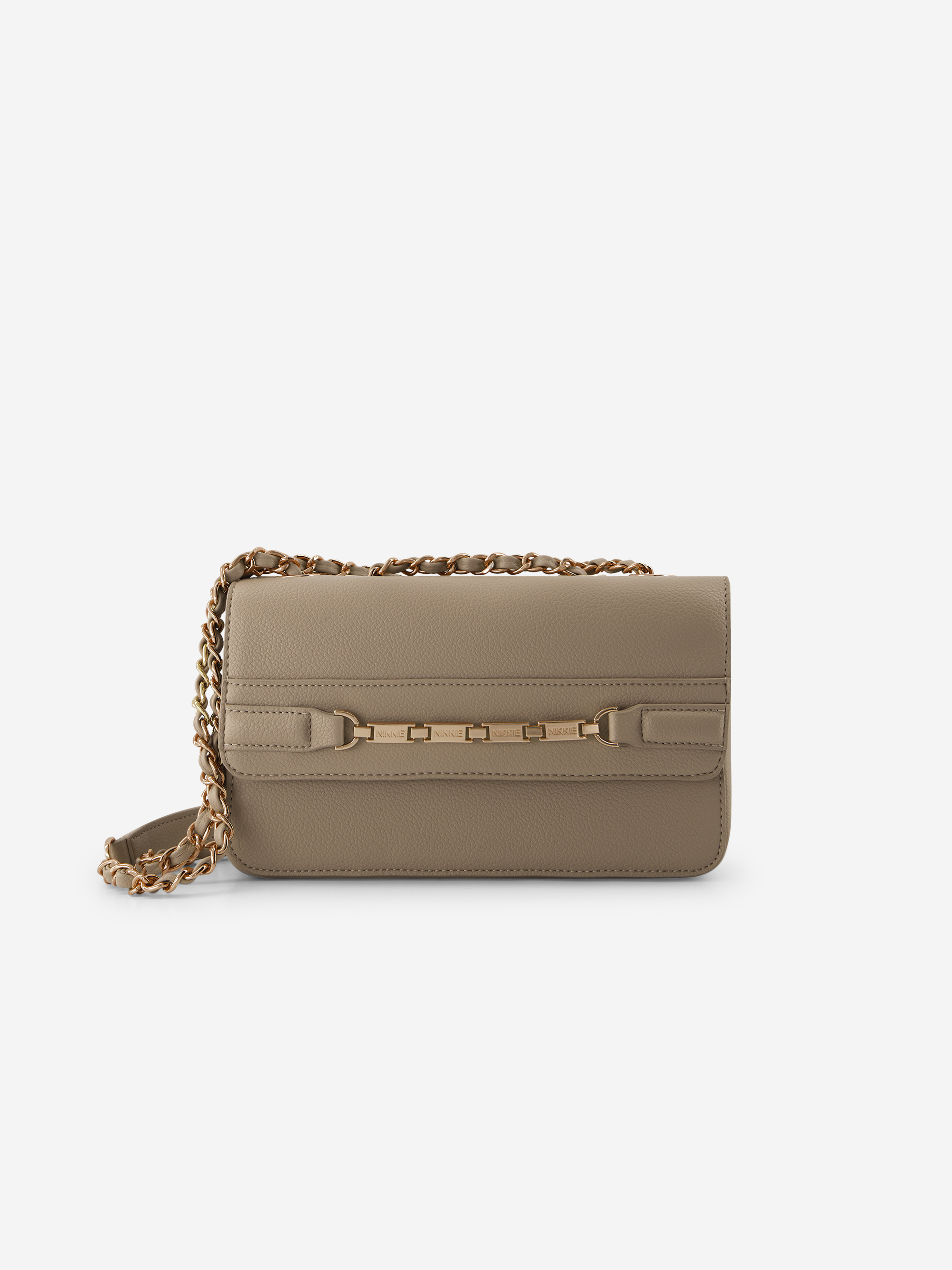 Bag with flap-over and chain detail