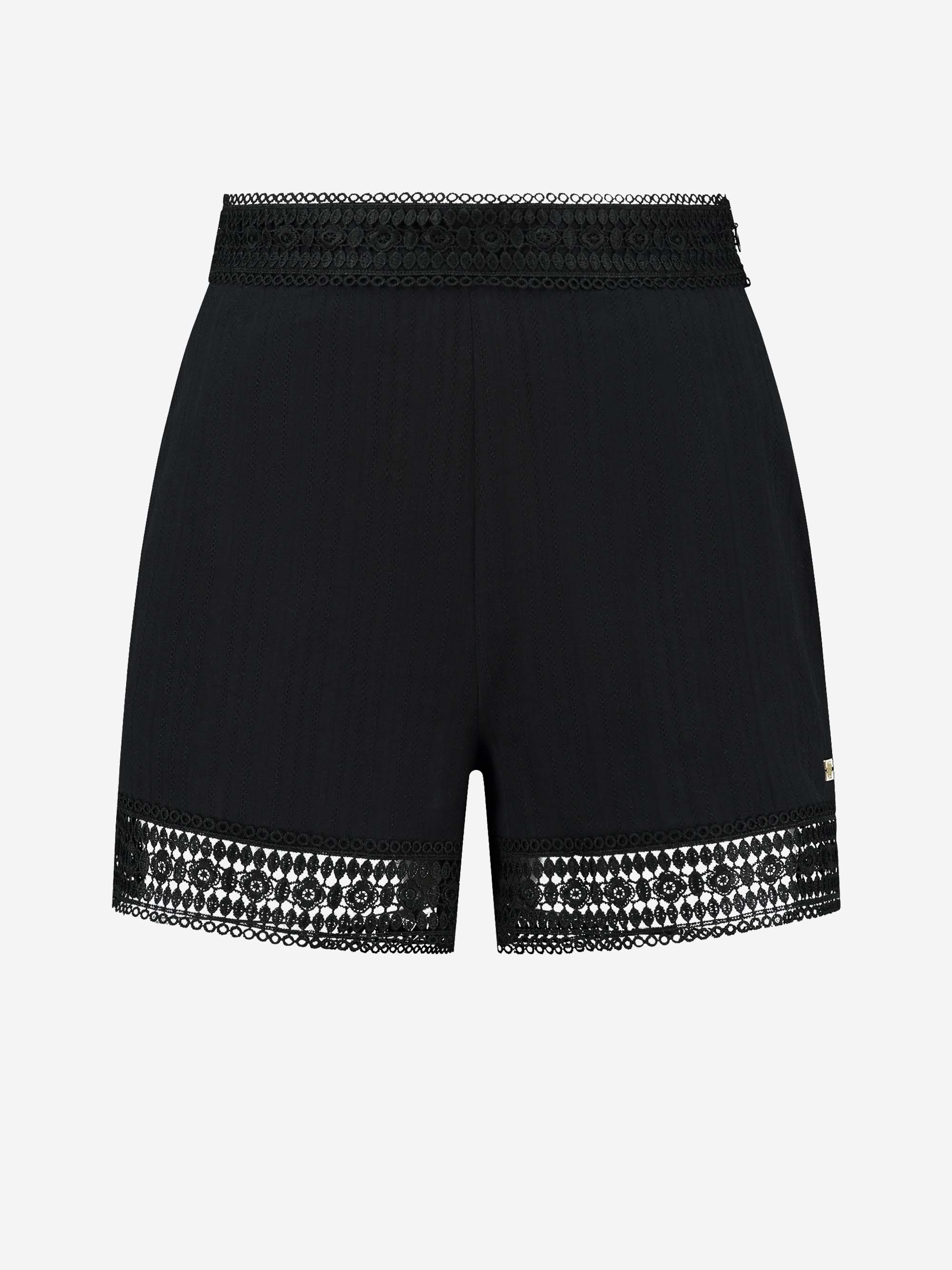 High rise shorts met borduurwerk