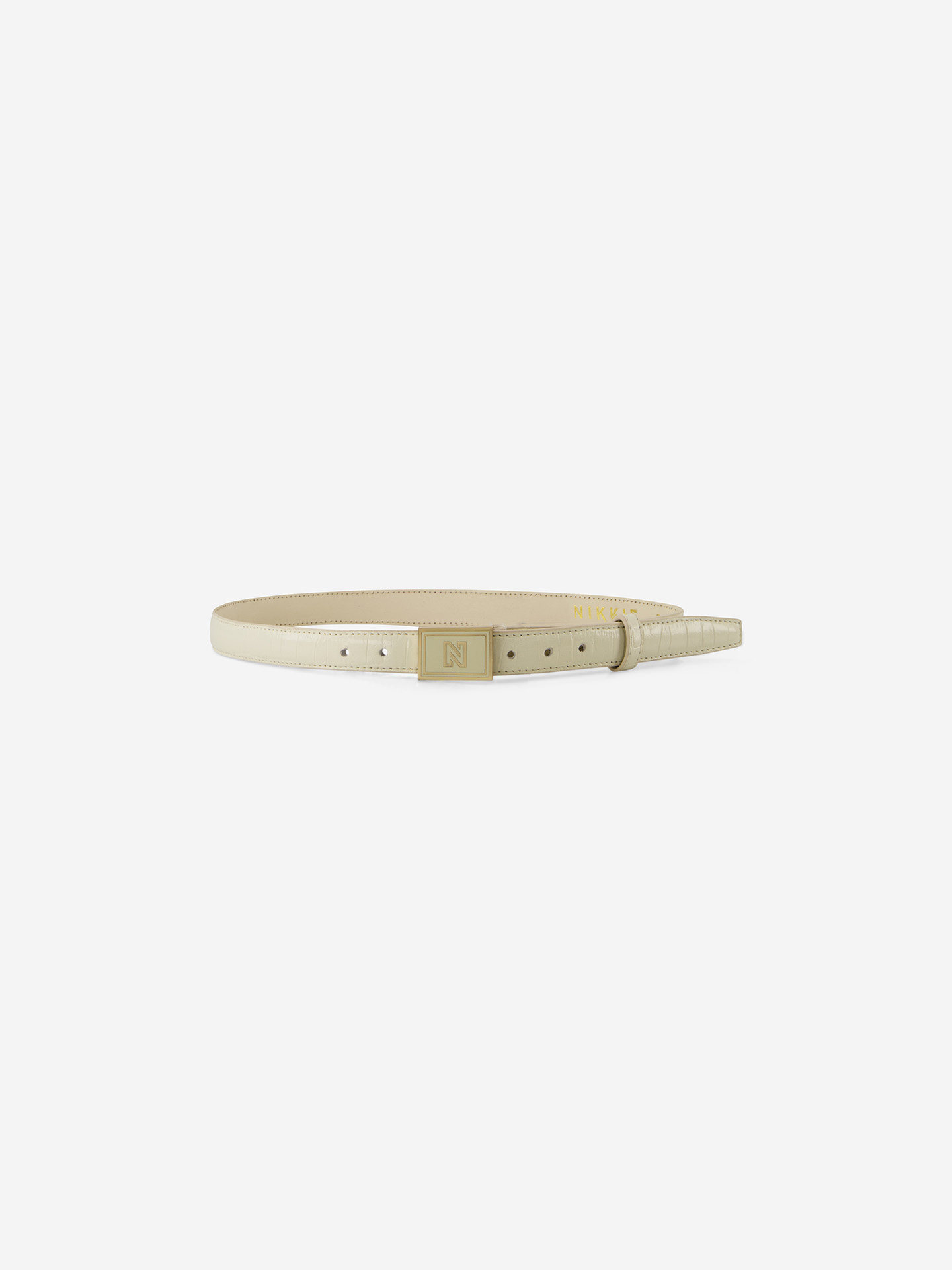 Leather belt with logo buckle