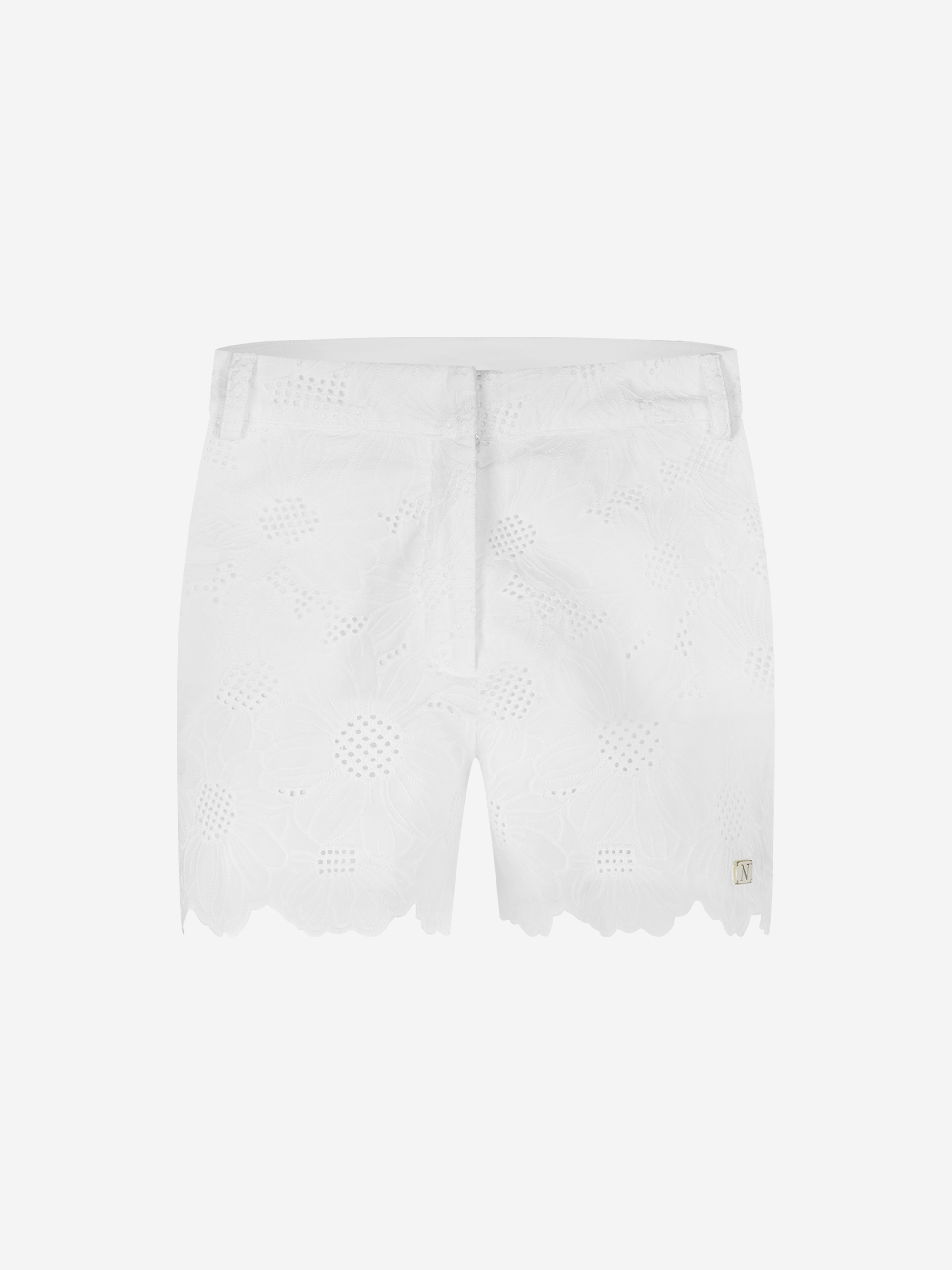 Broderie anglaise short met bloemmotief