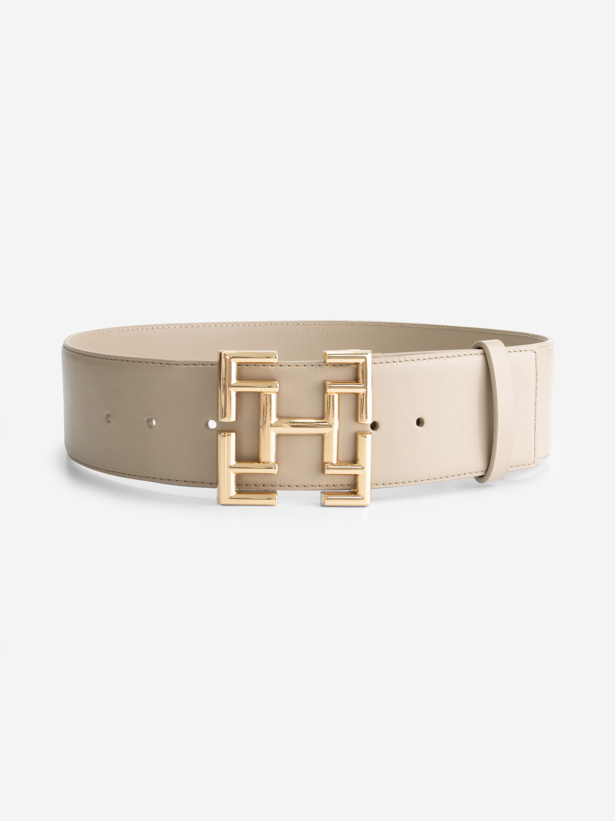 Leren riem met logo gesp