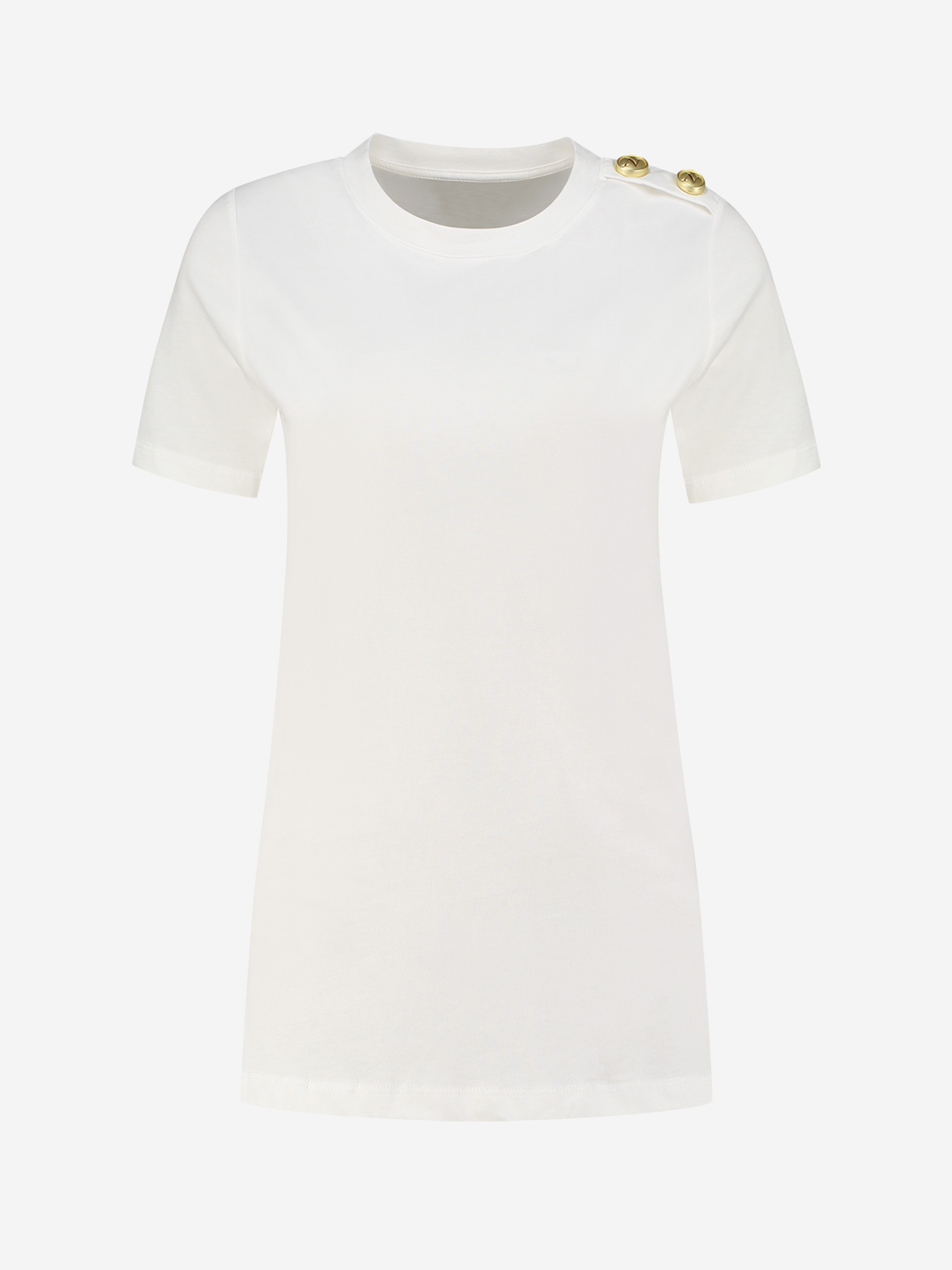 T-shirt with small buttons on shoulder