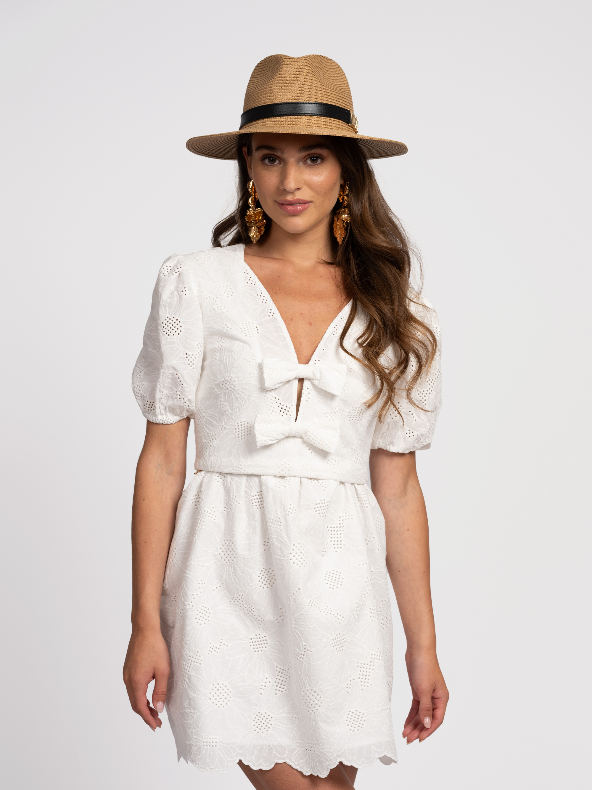 Broderie anglaise dress with bow details