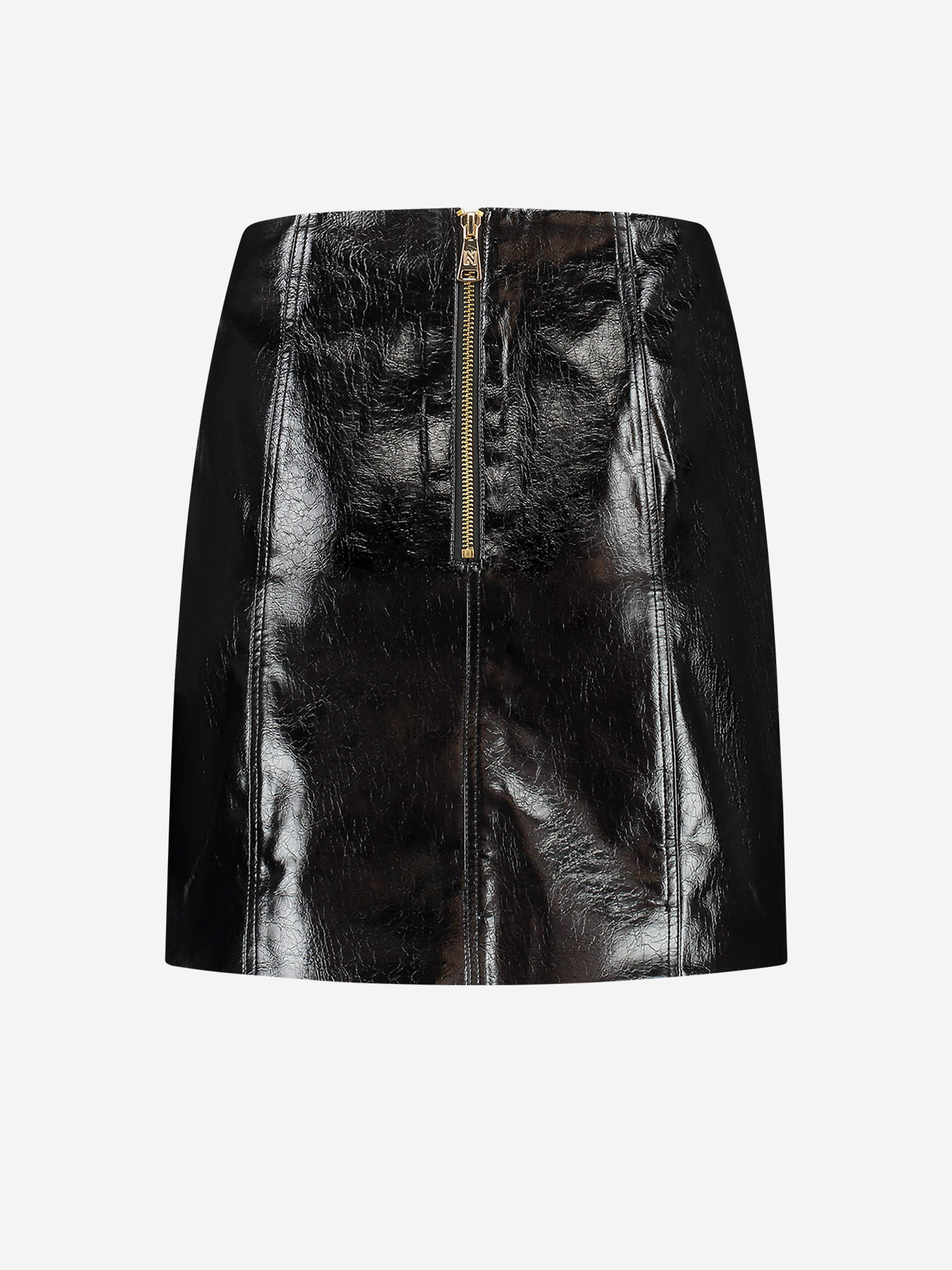 Faux leather skirt with overlap