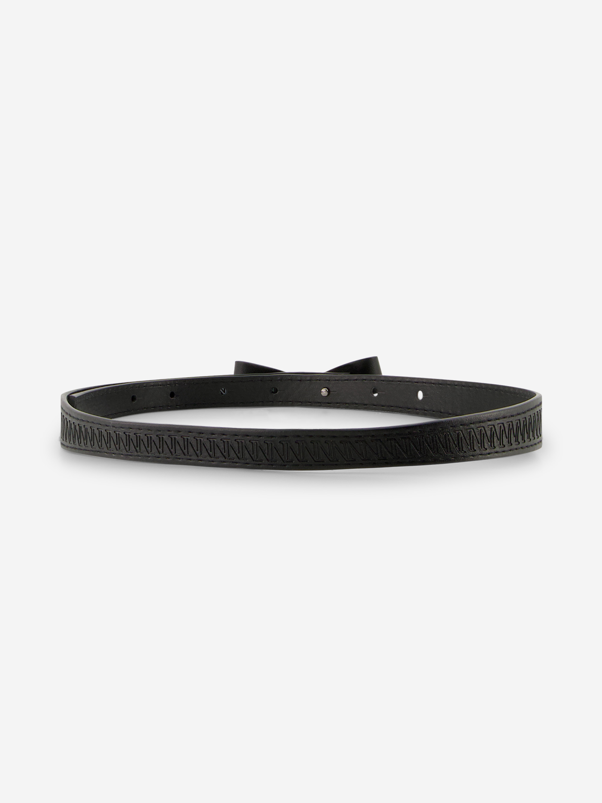 Belt with logo pattern and bow