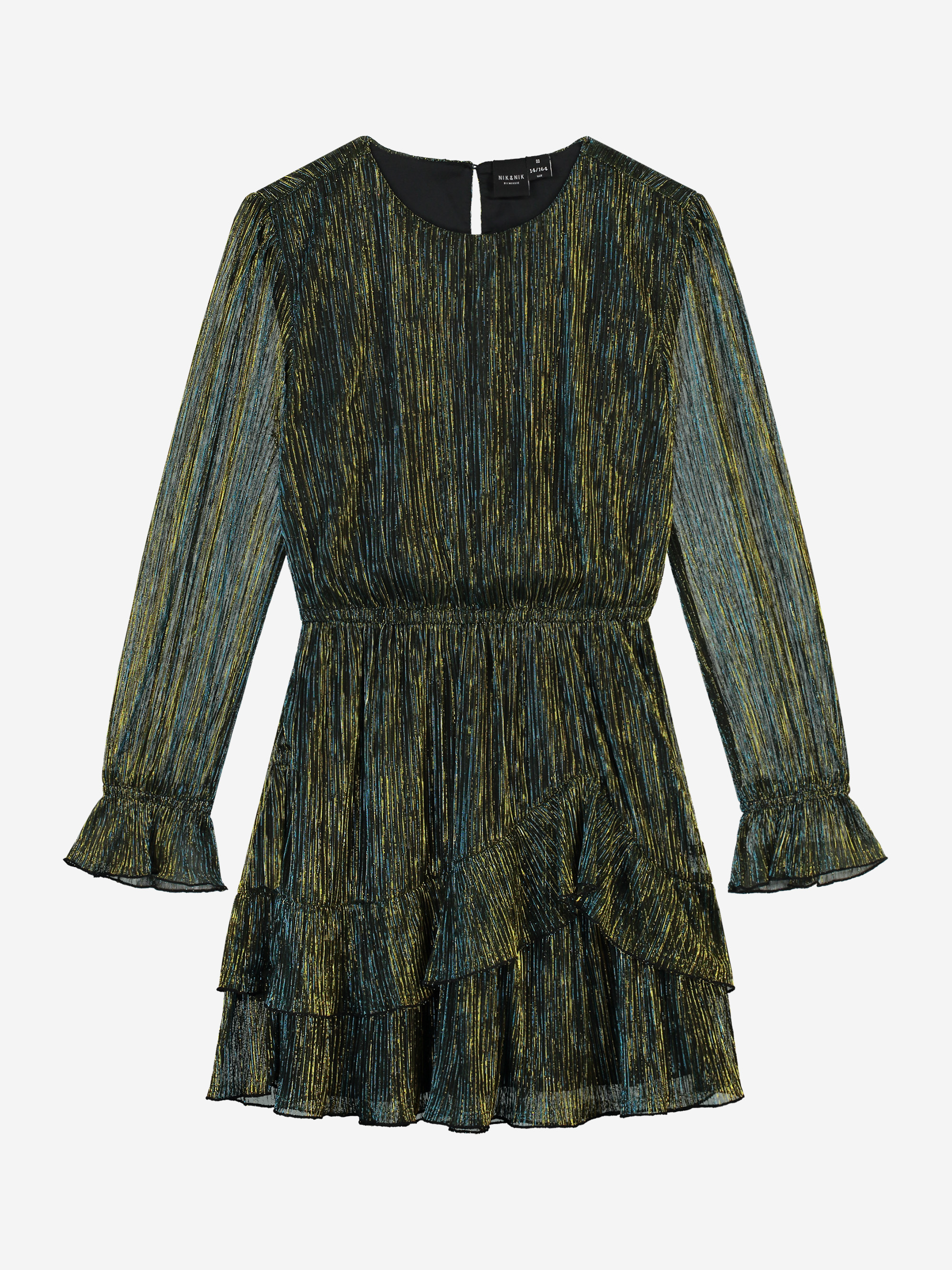 A-line glitter dress with flared sleeves