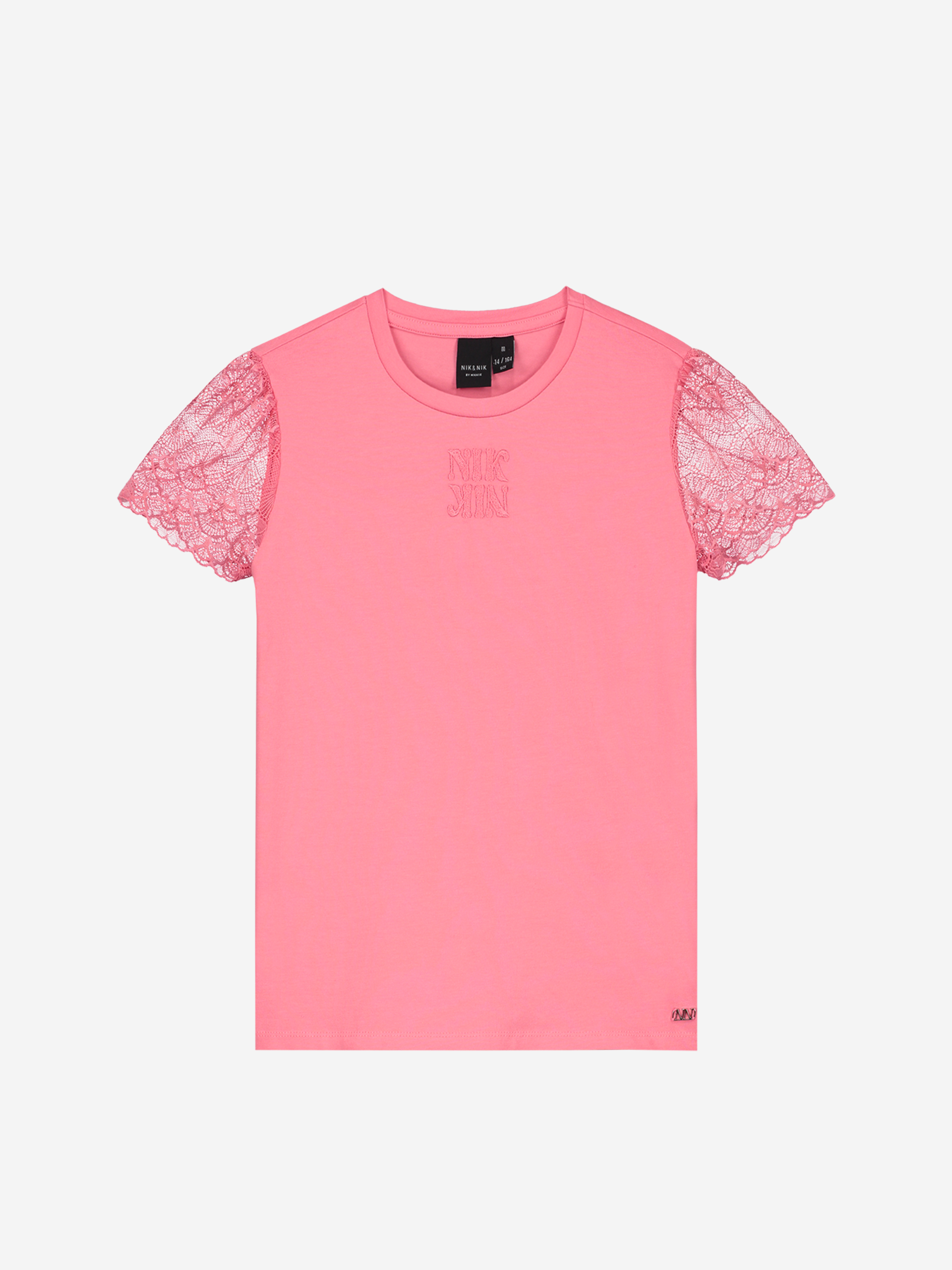 T-shirt met kanten mouwen 