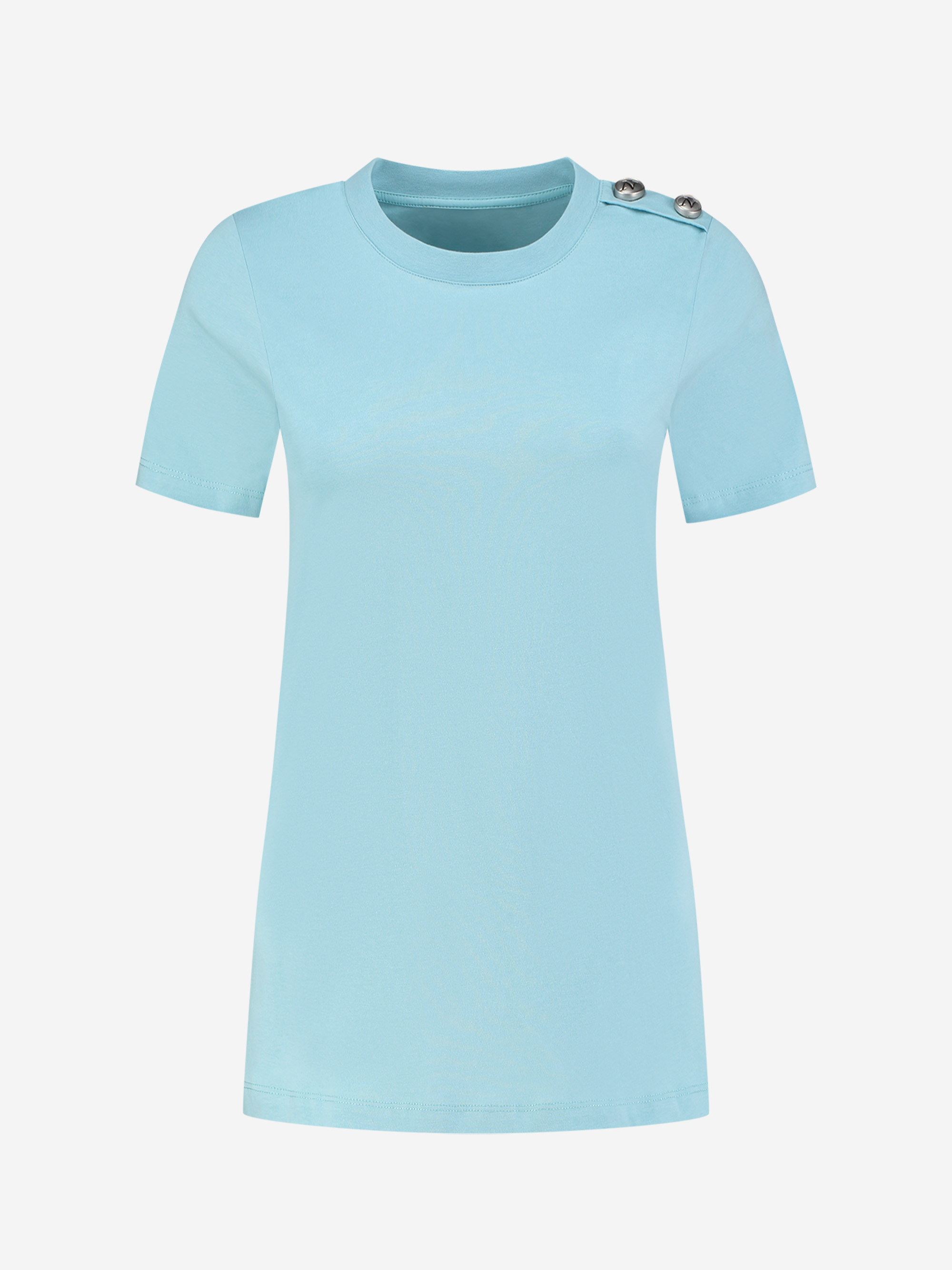 T-shirt with small buttons on shoulder
