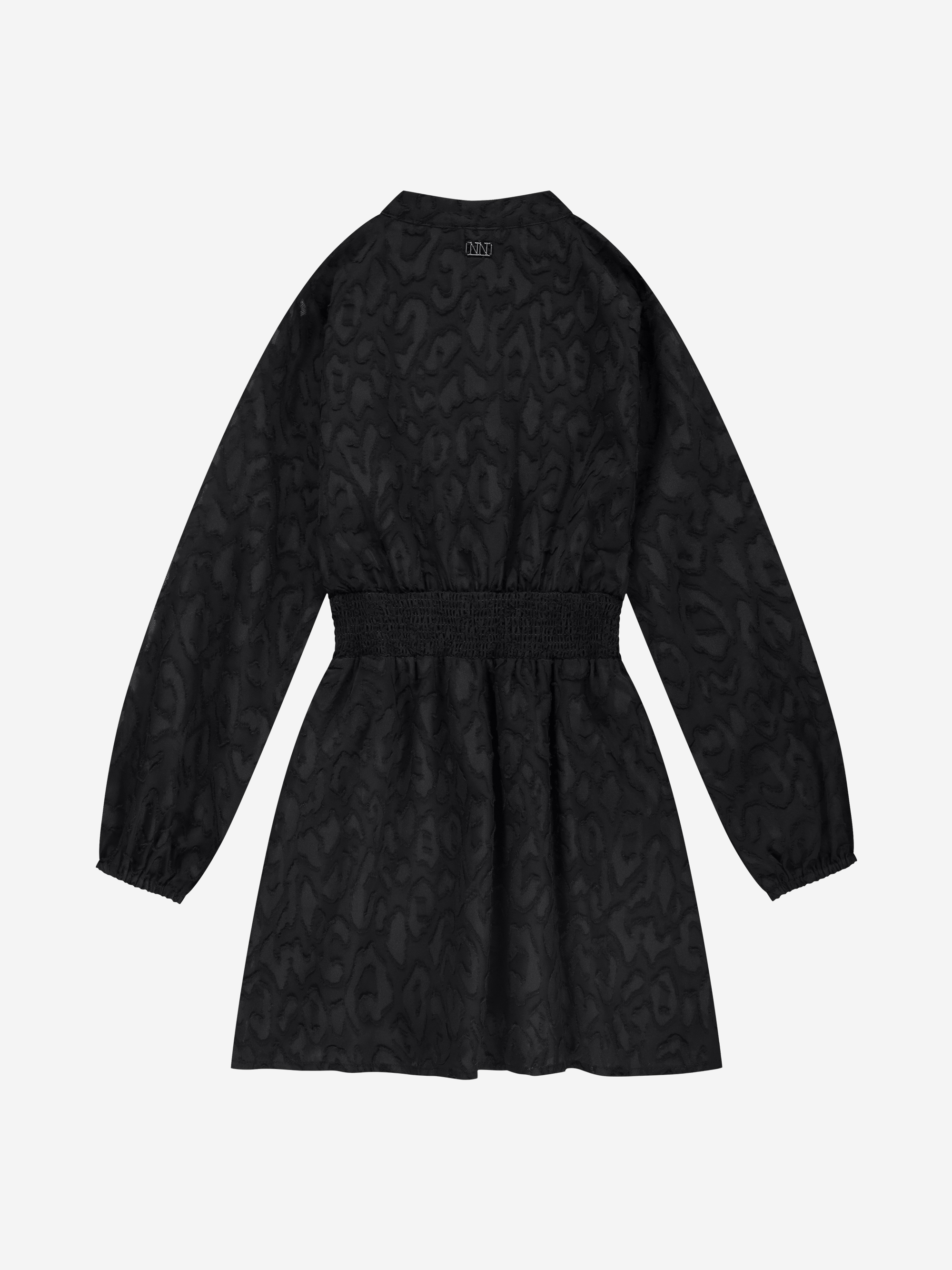 Short dress with floral print and elastic waistband