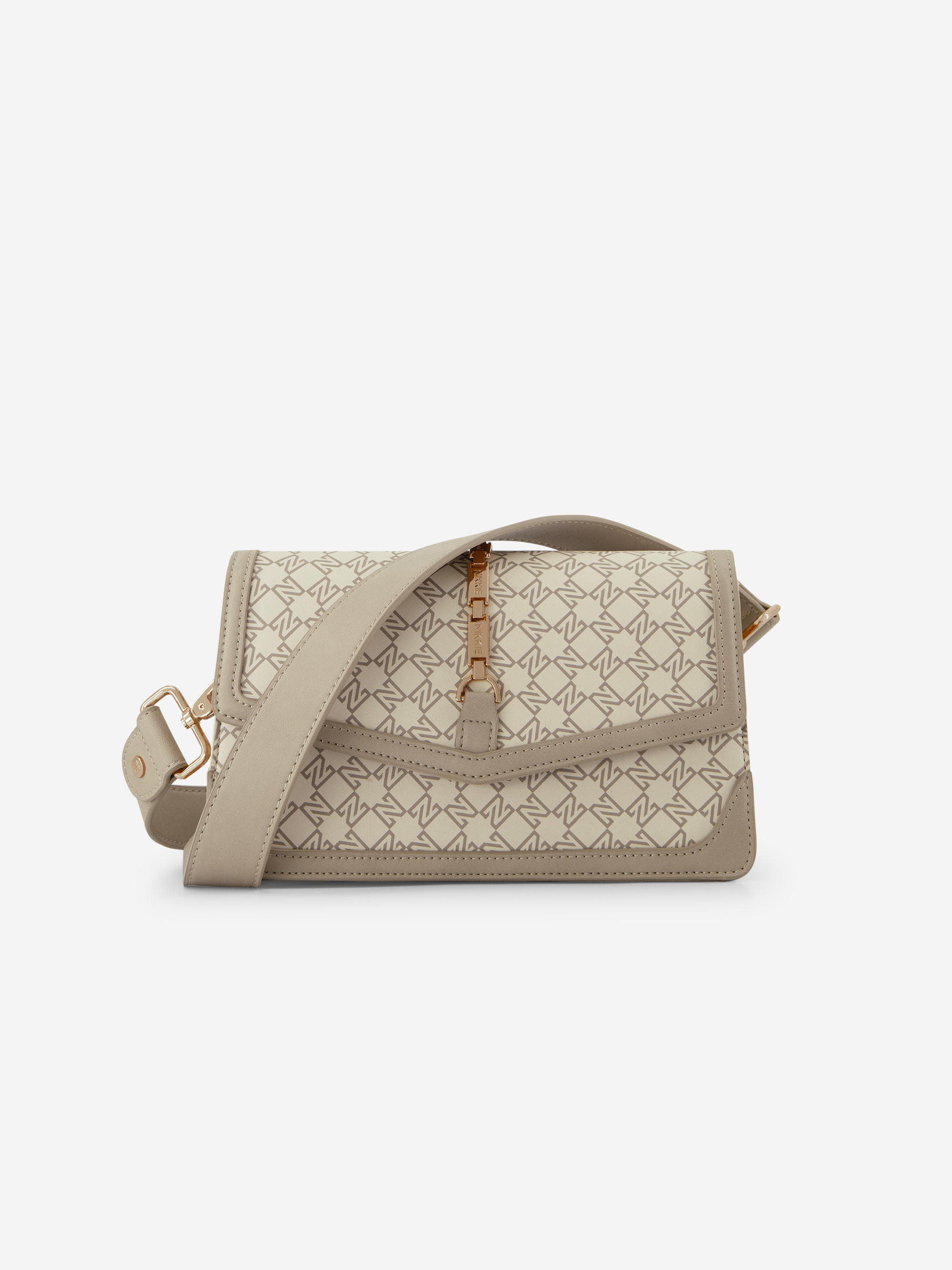 Shoulder bag with logo pattern and chain detail
