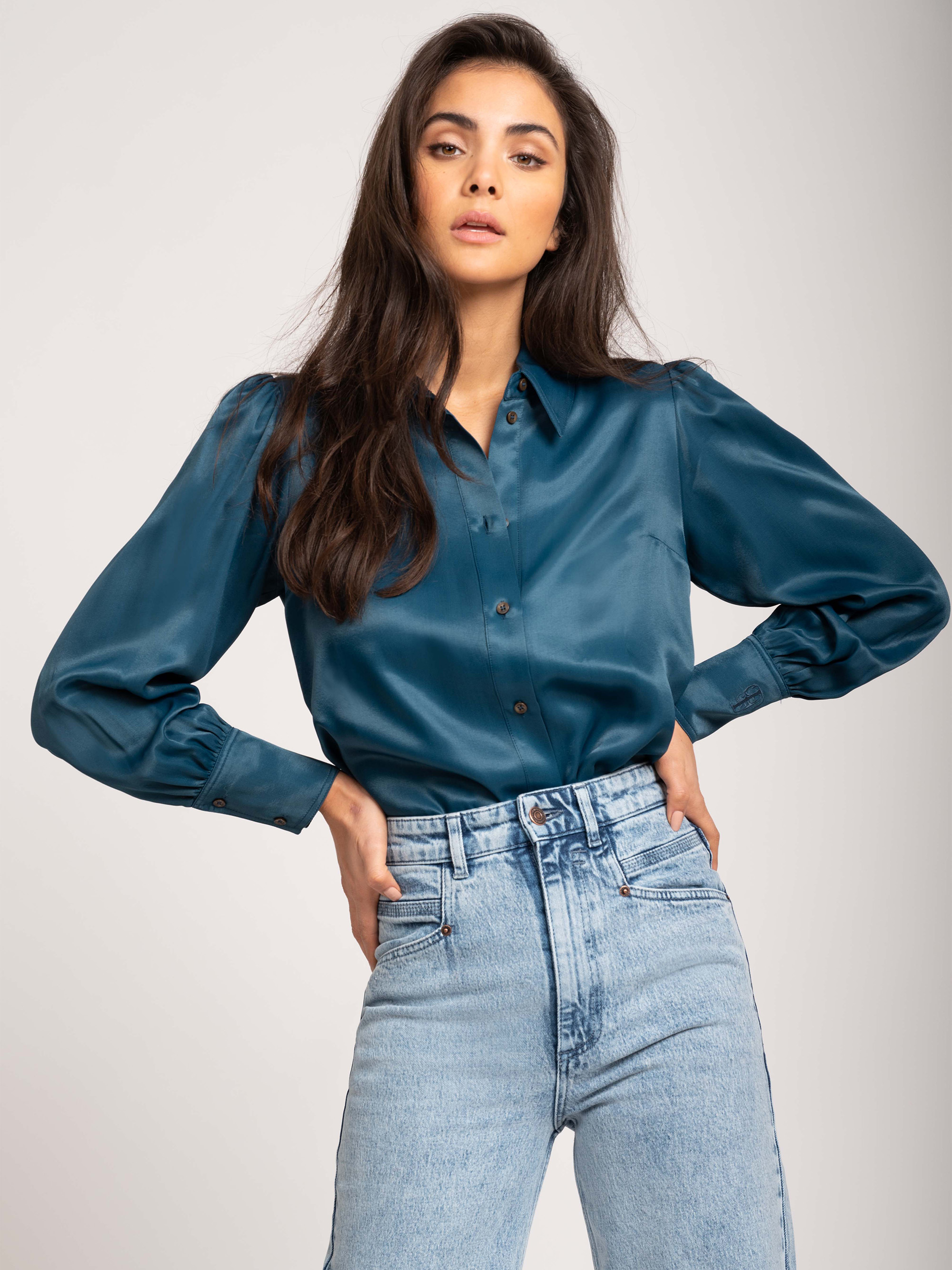 Satijn look blouse 