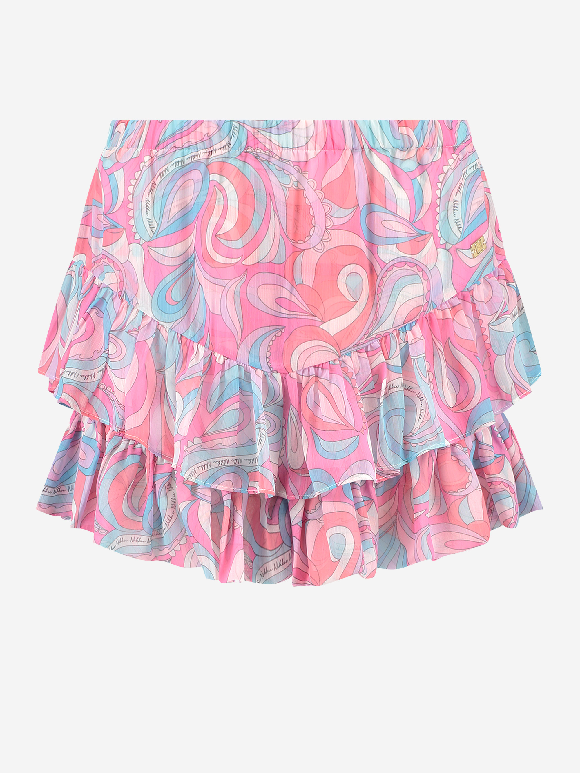 Satin look short met print