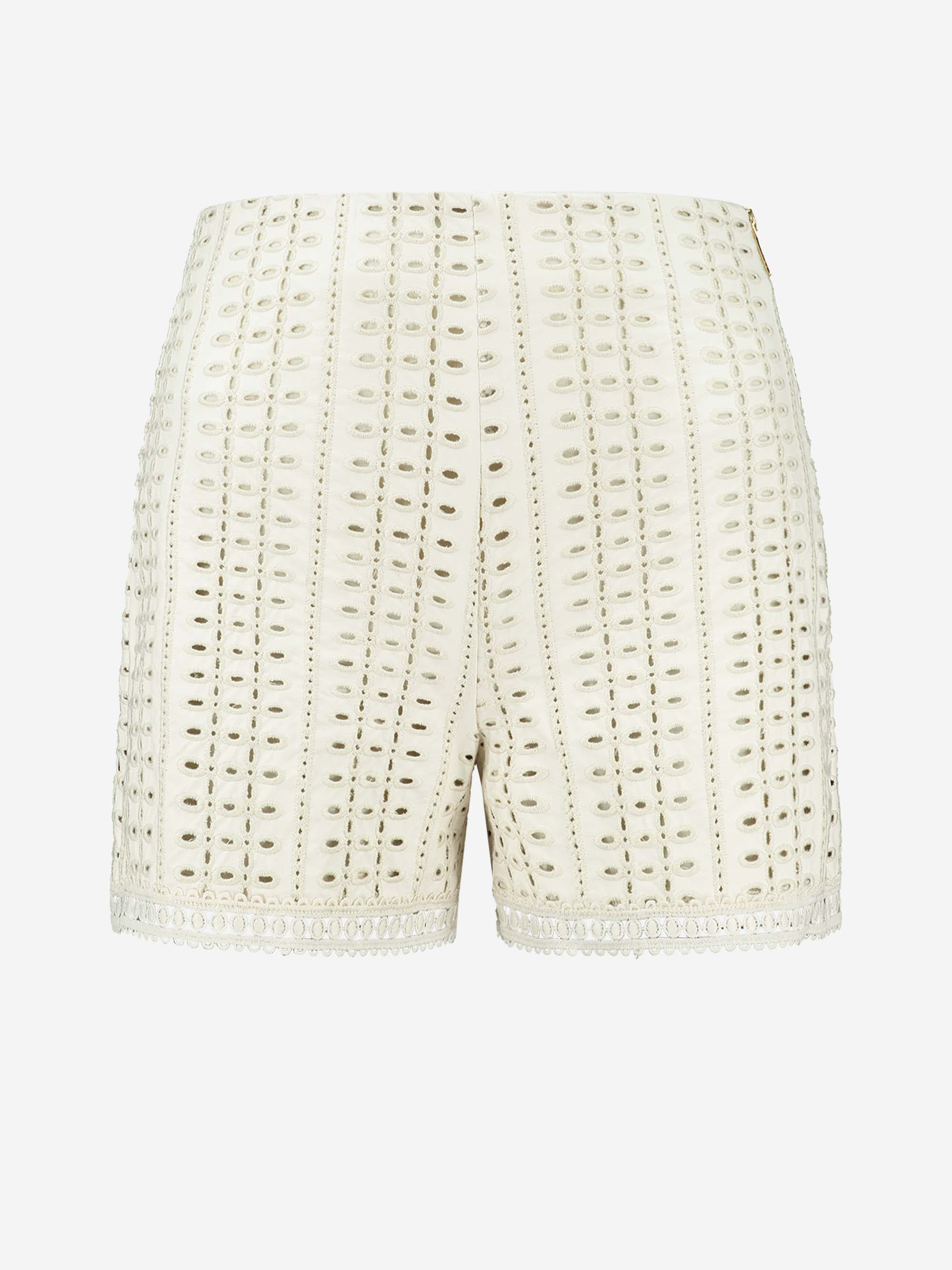 High rise vegan leren shorts met ritssluiting