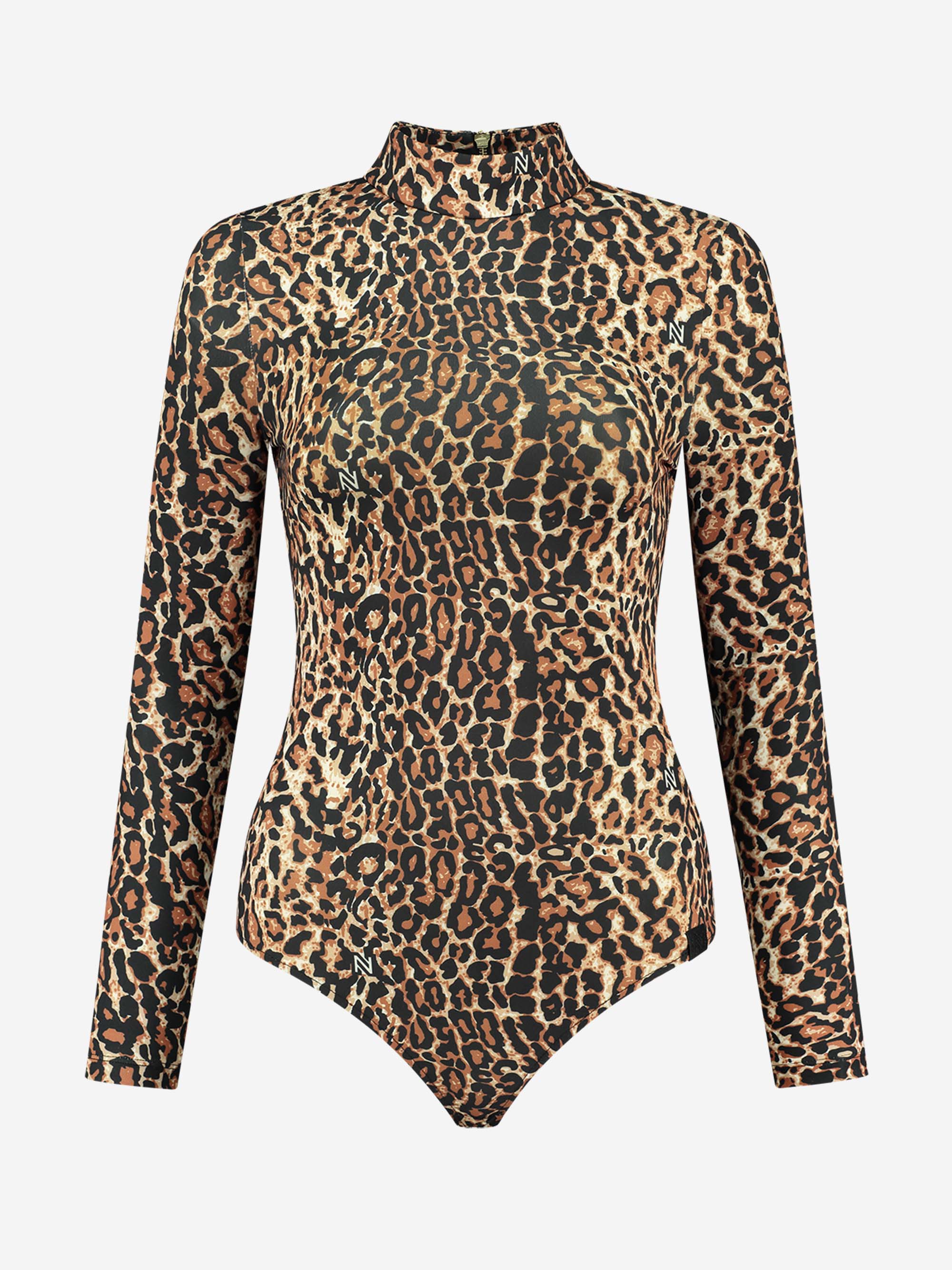 Fitted body met luipaardprint