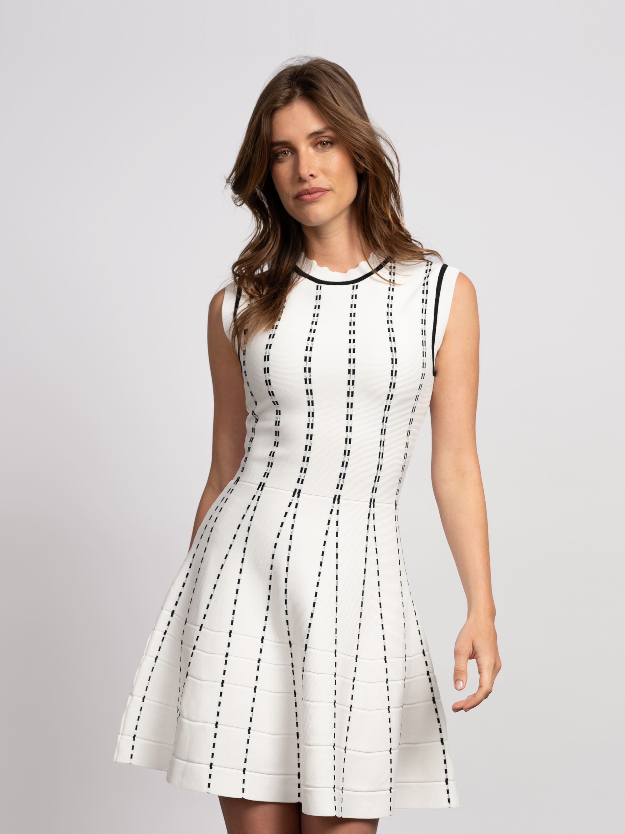 A-line dress with striped details