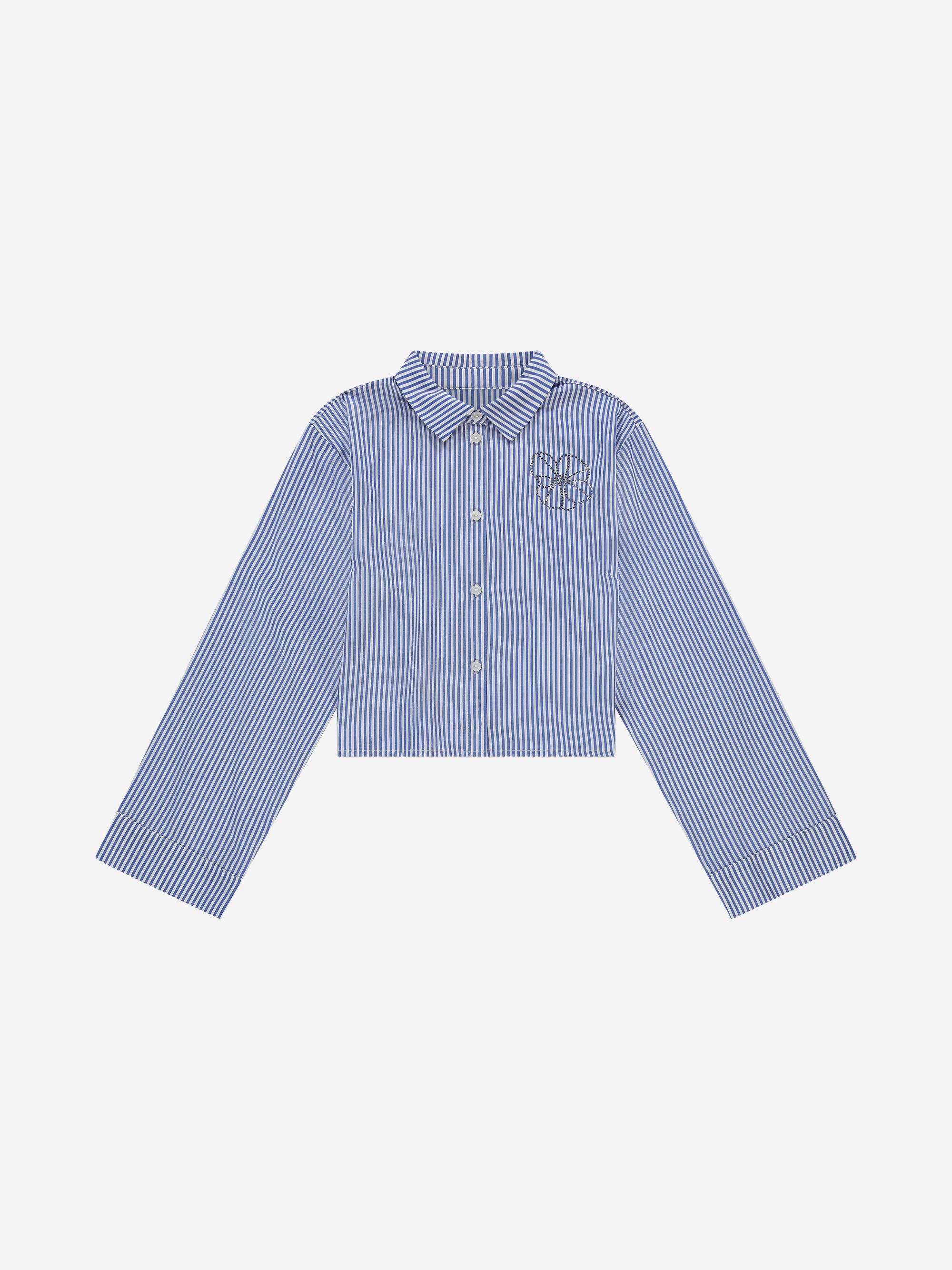 Cropped blouse met wijde mouwen en strass details