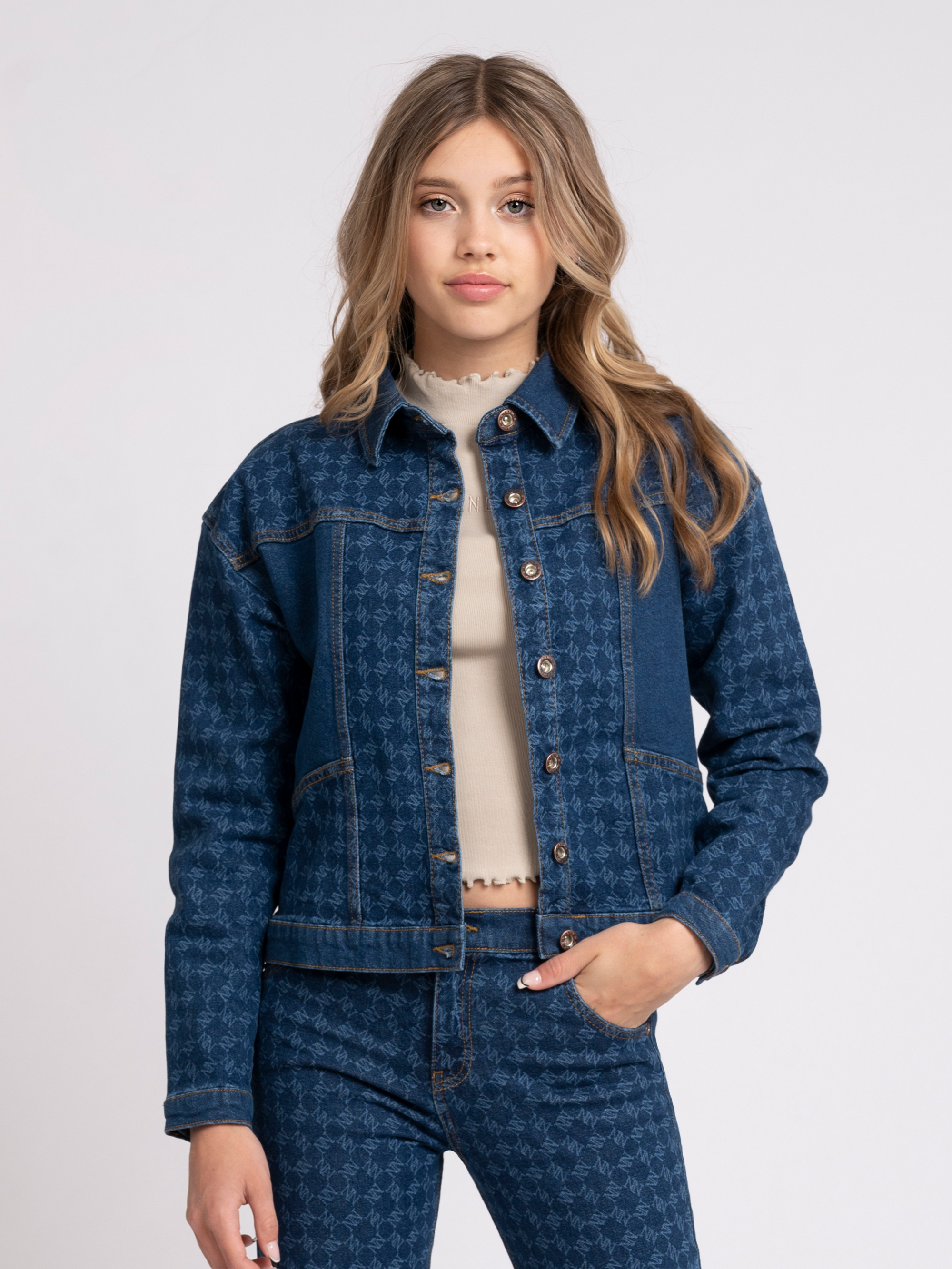 Denim jacket with N&N monogram 