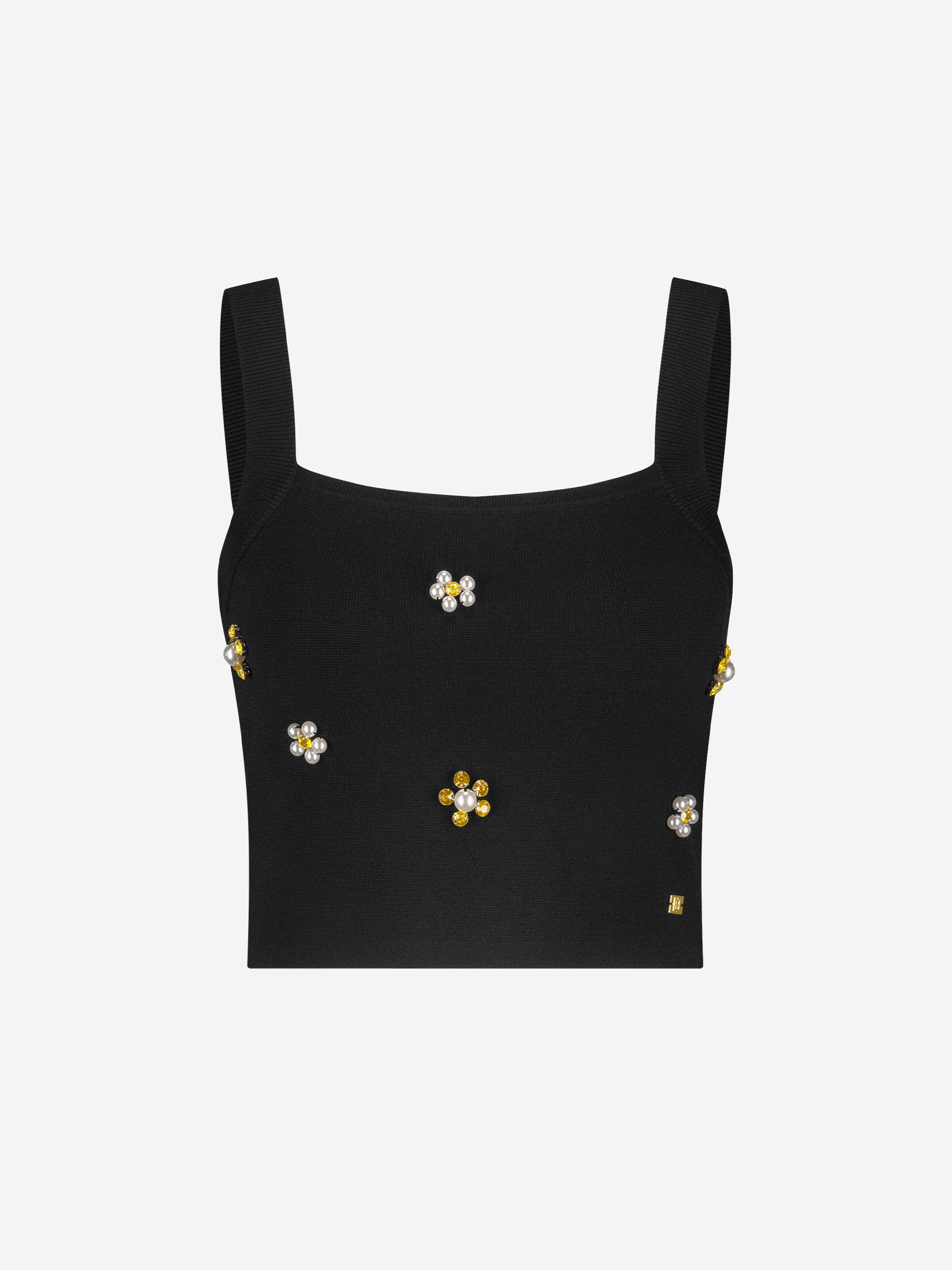 Cropped top with rhinestones and pearls