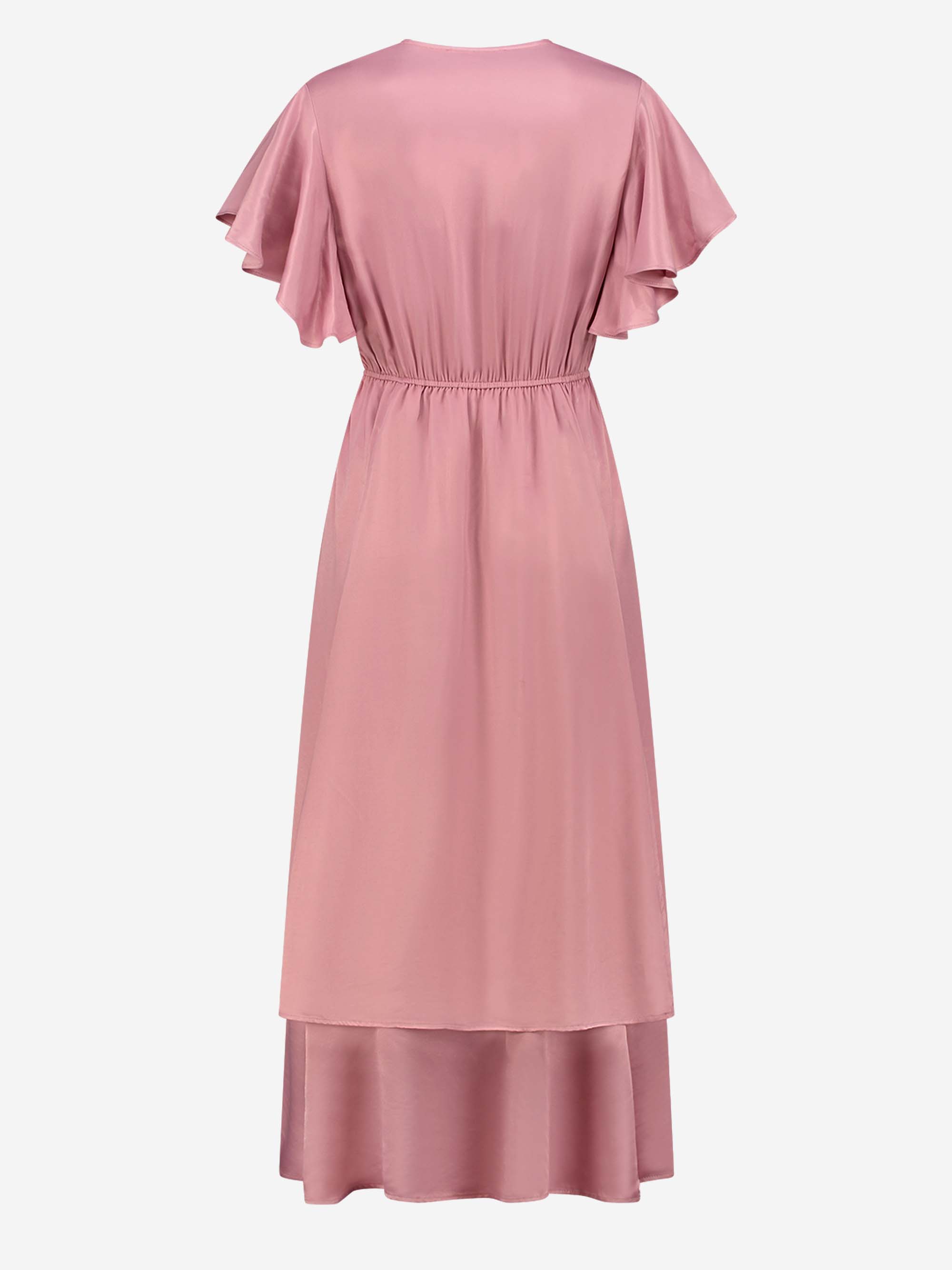 Satin look ruffled maxi dress