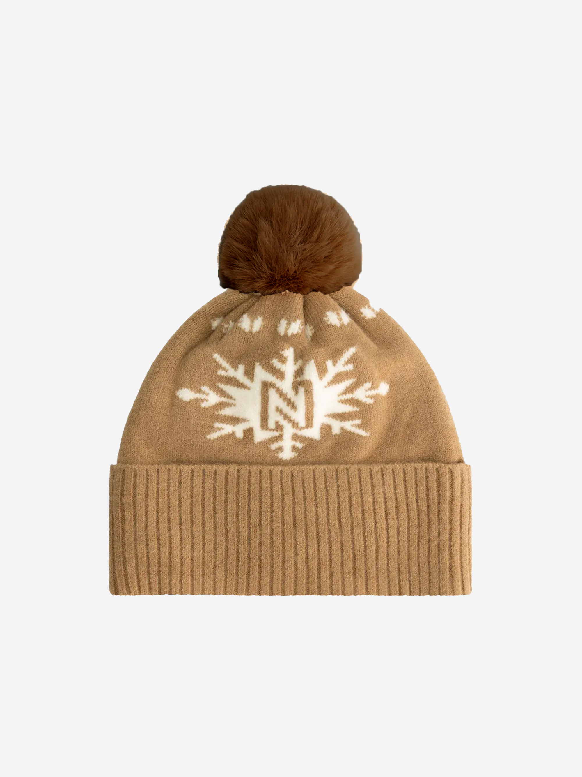 Beanie with N-logo and fluffy pompon