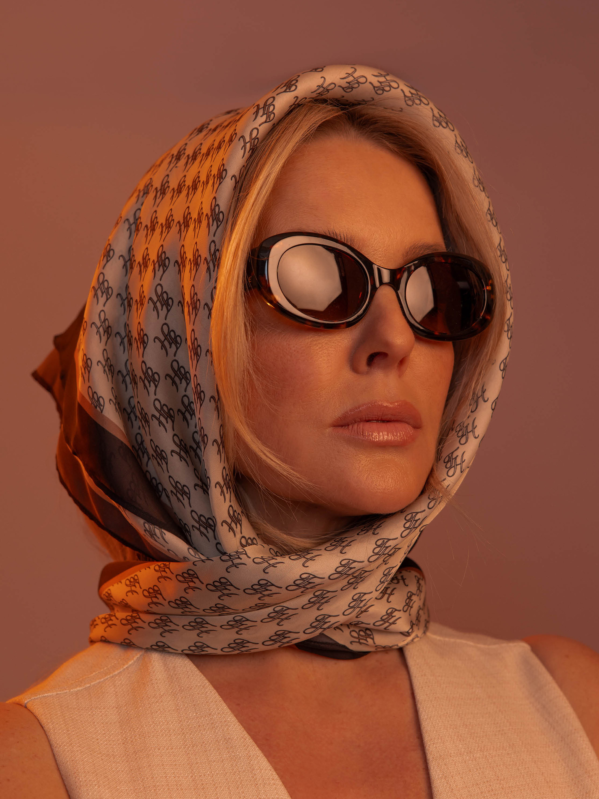 Square scarf with logo print