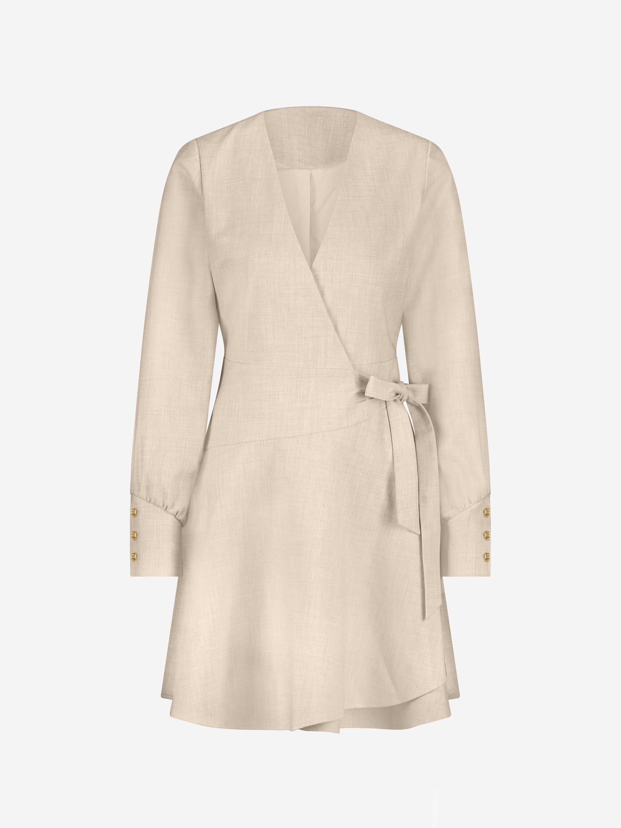 Melange wrap dress with button details