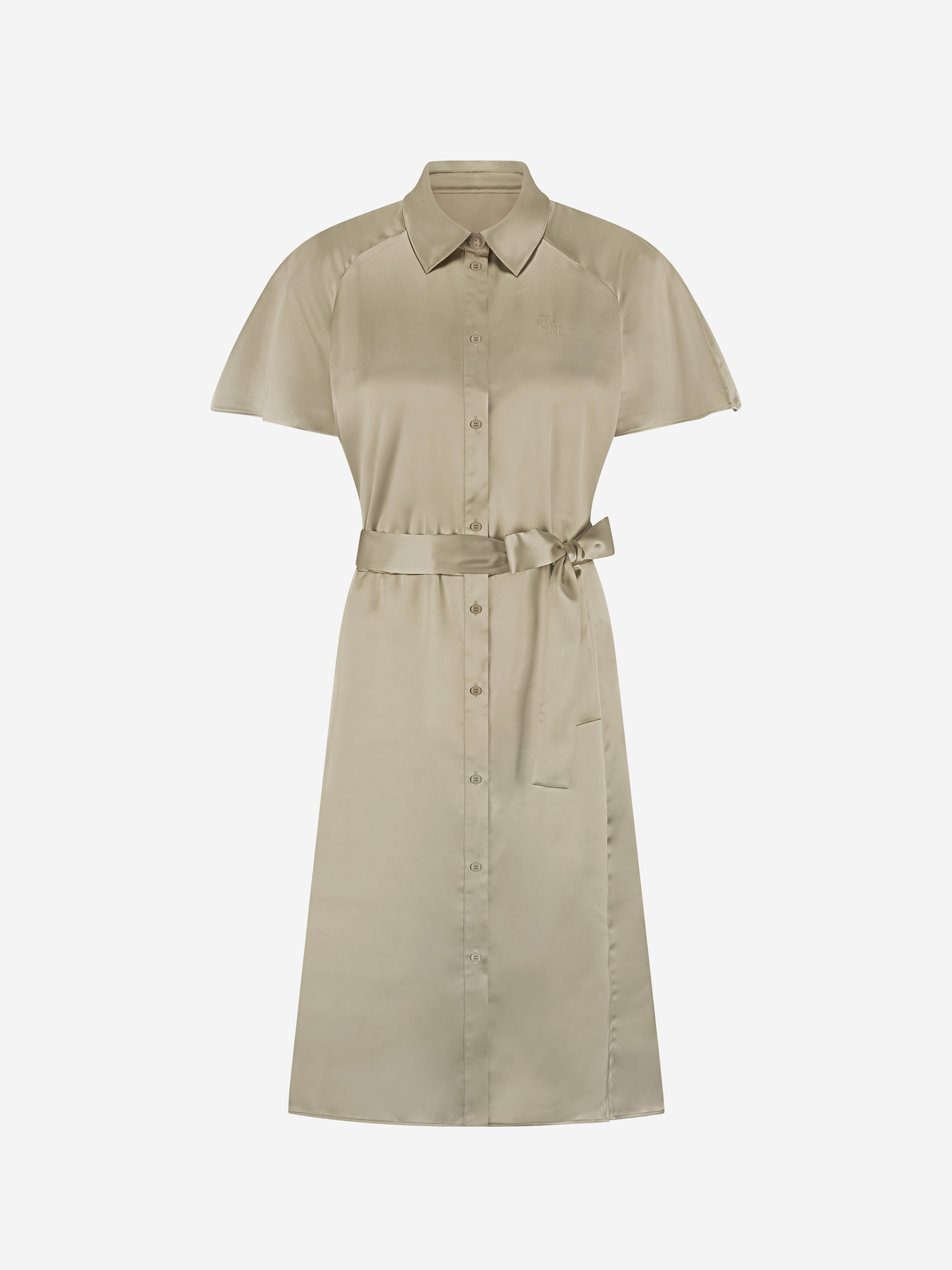 Satin dress with belt
