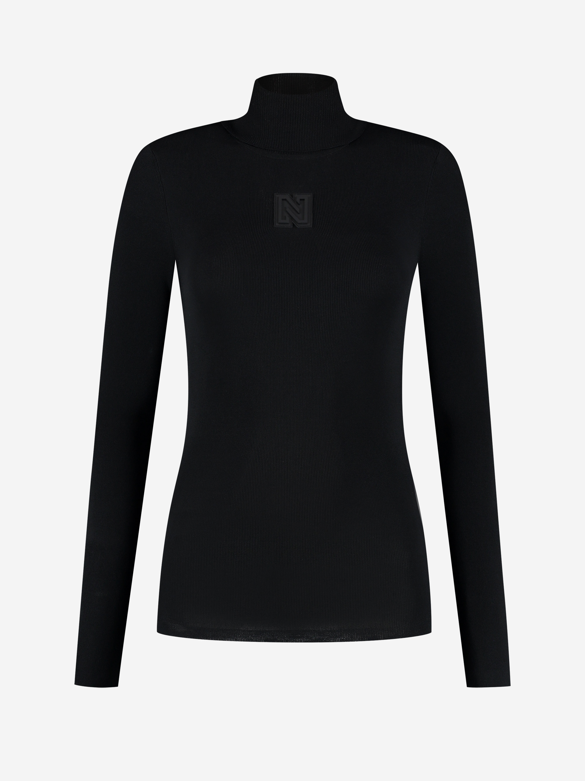 Fitted top with logo patch and turtleneck