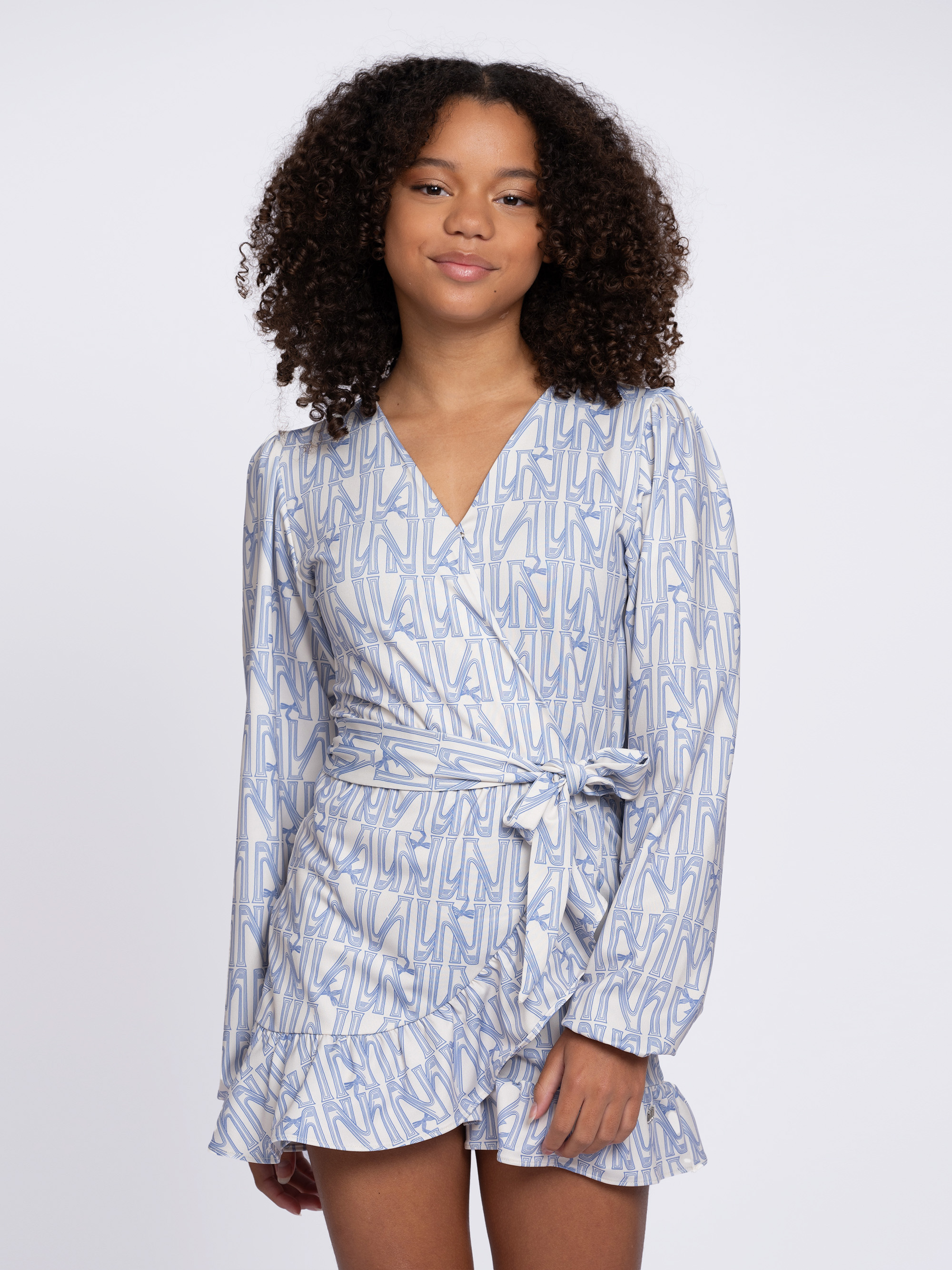 Wrap dress with logo pattern