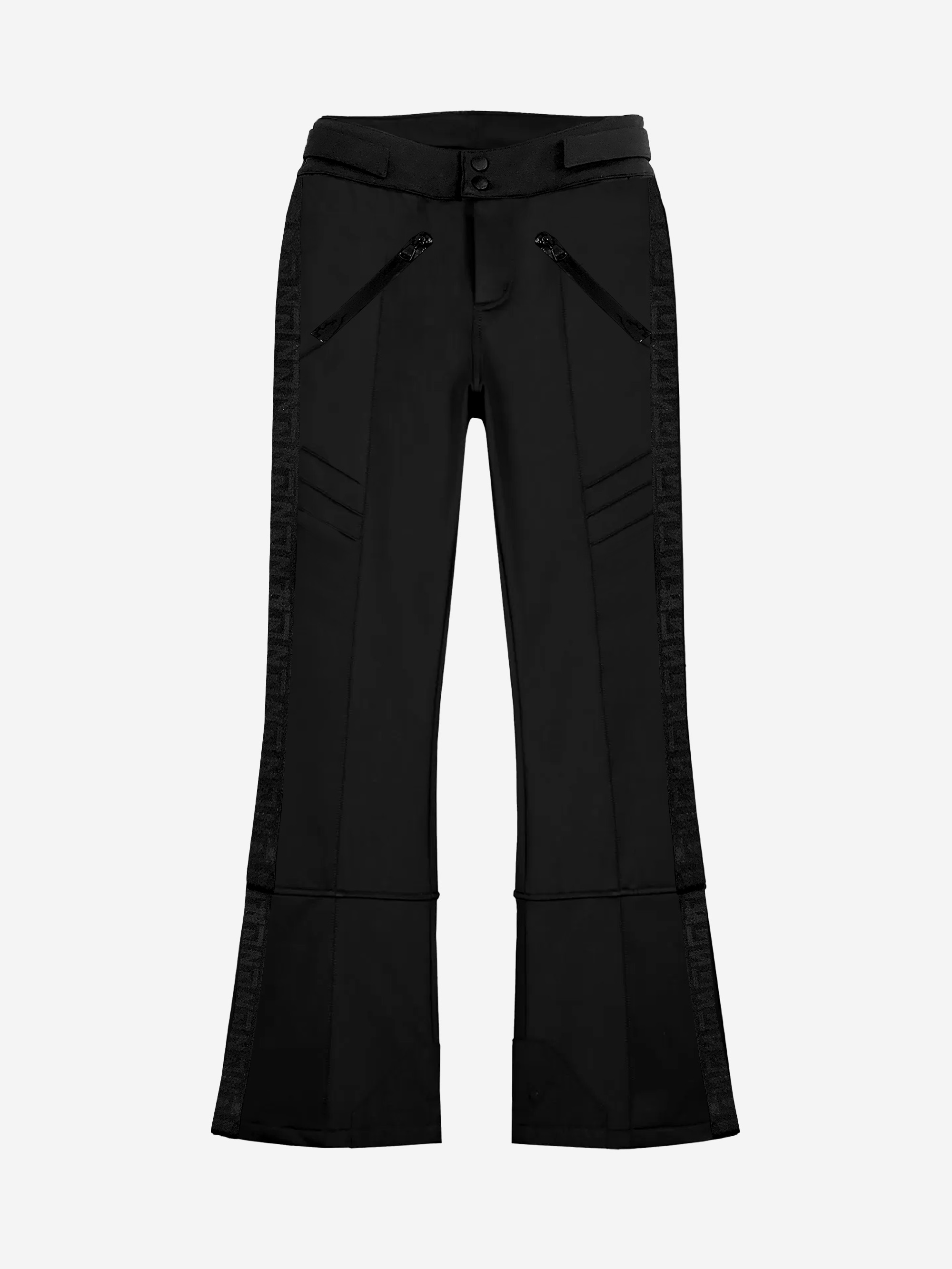 Flared ski pants with adjustable waist