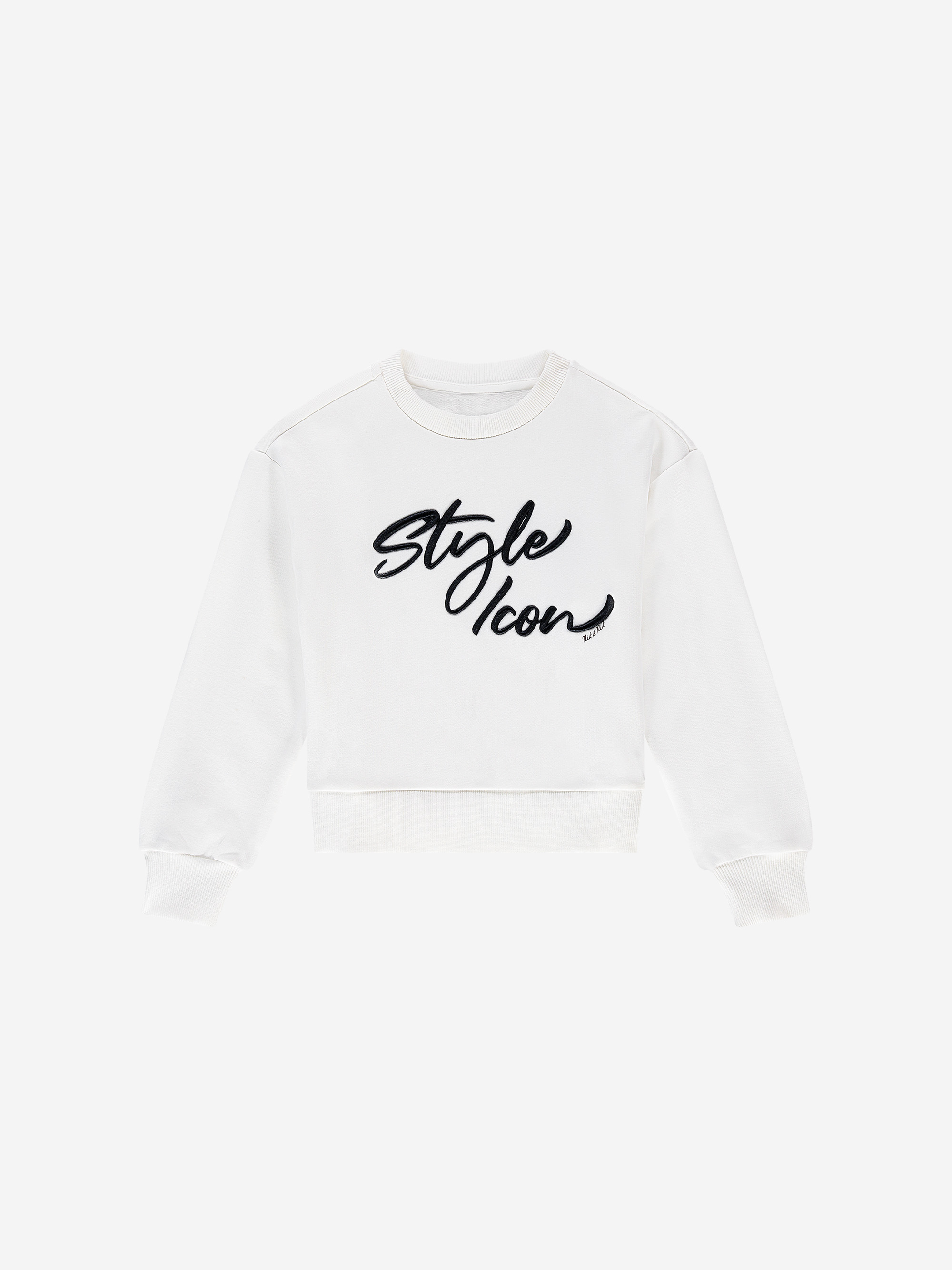 Sweater with embroidered text