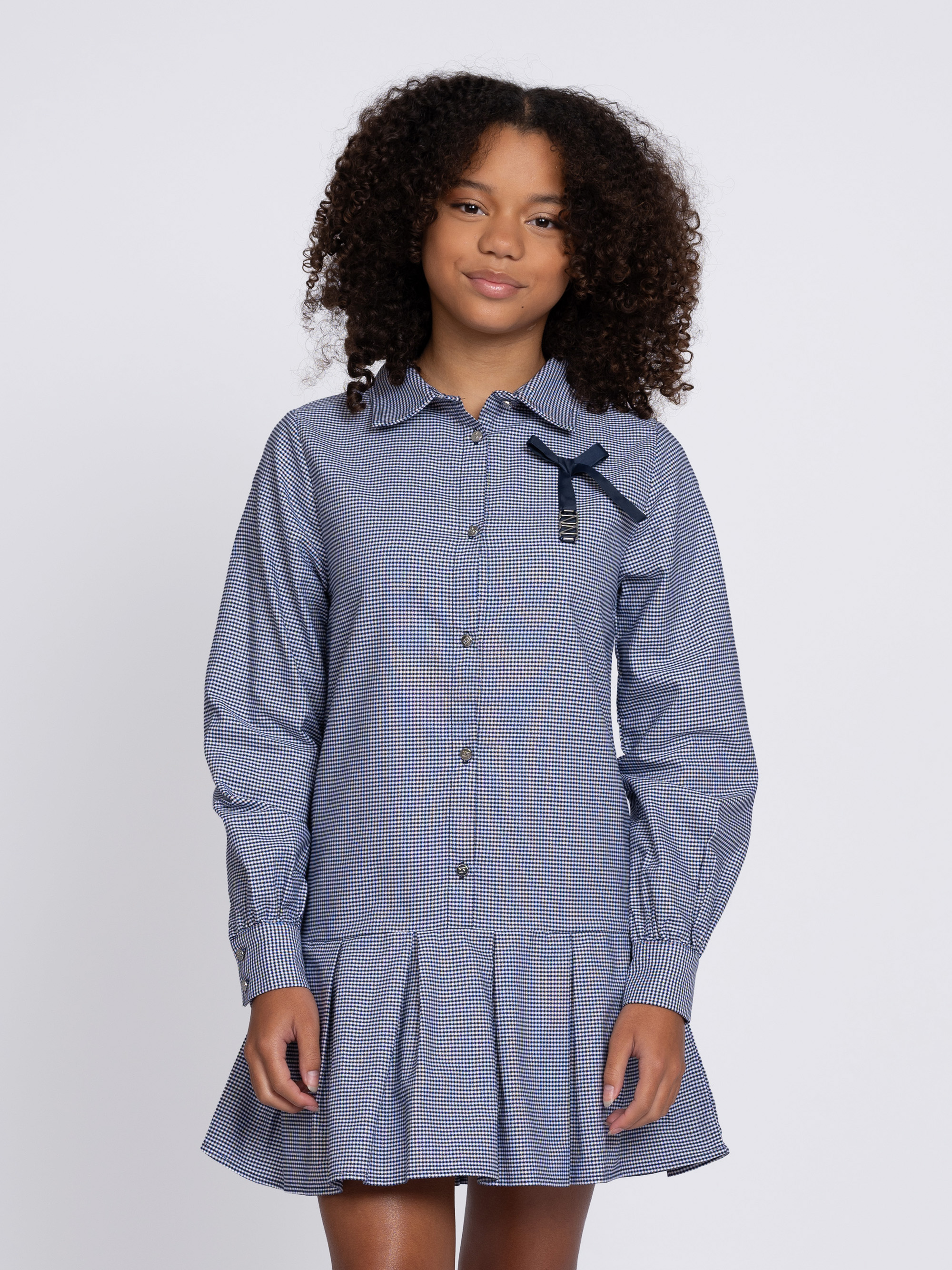 Checked dress with bow detail