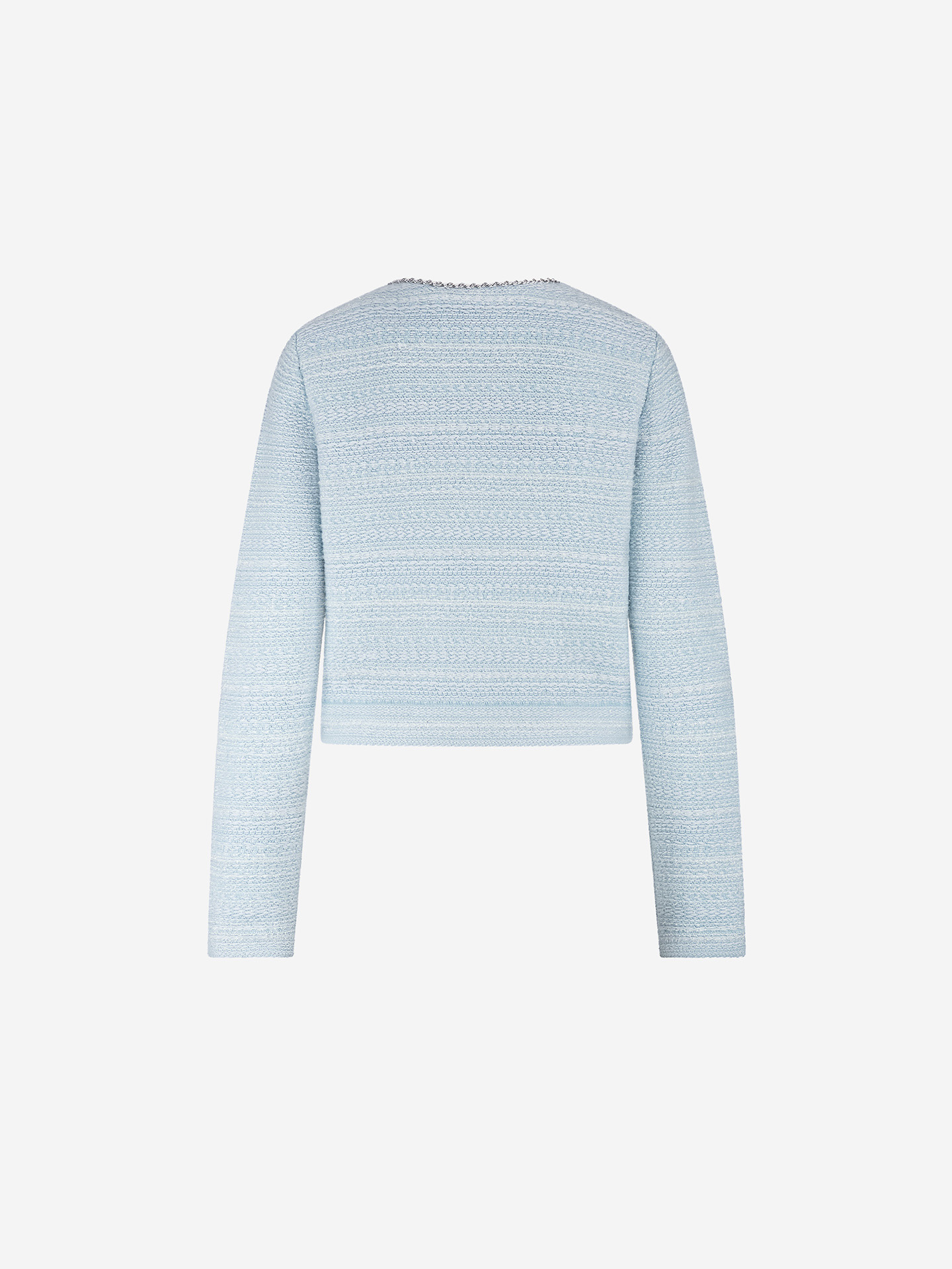 Short bouclé jacket with chain details