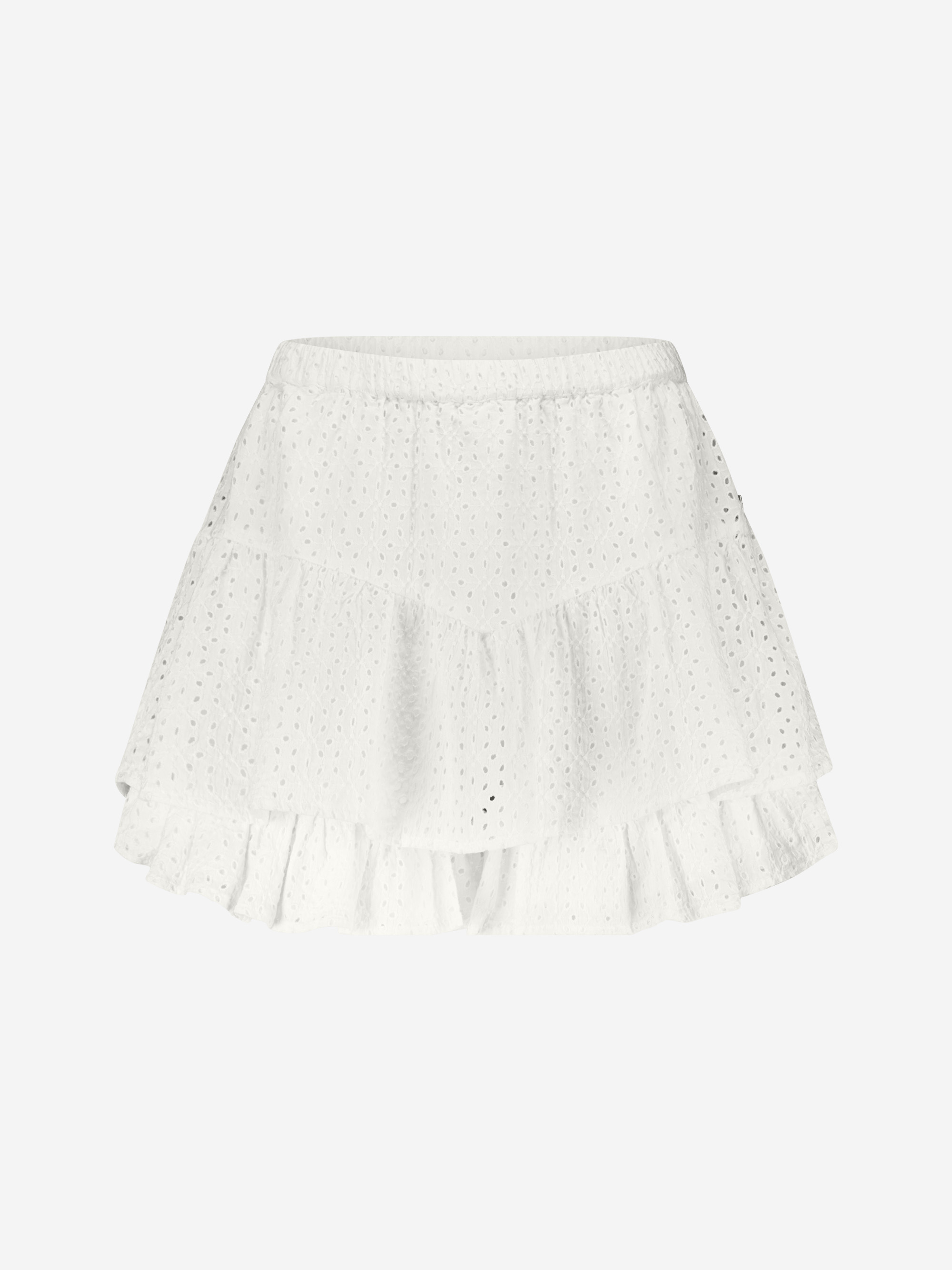 Skort with flounces and broderie anglaise