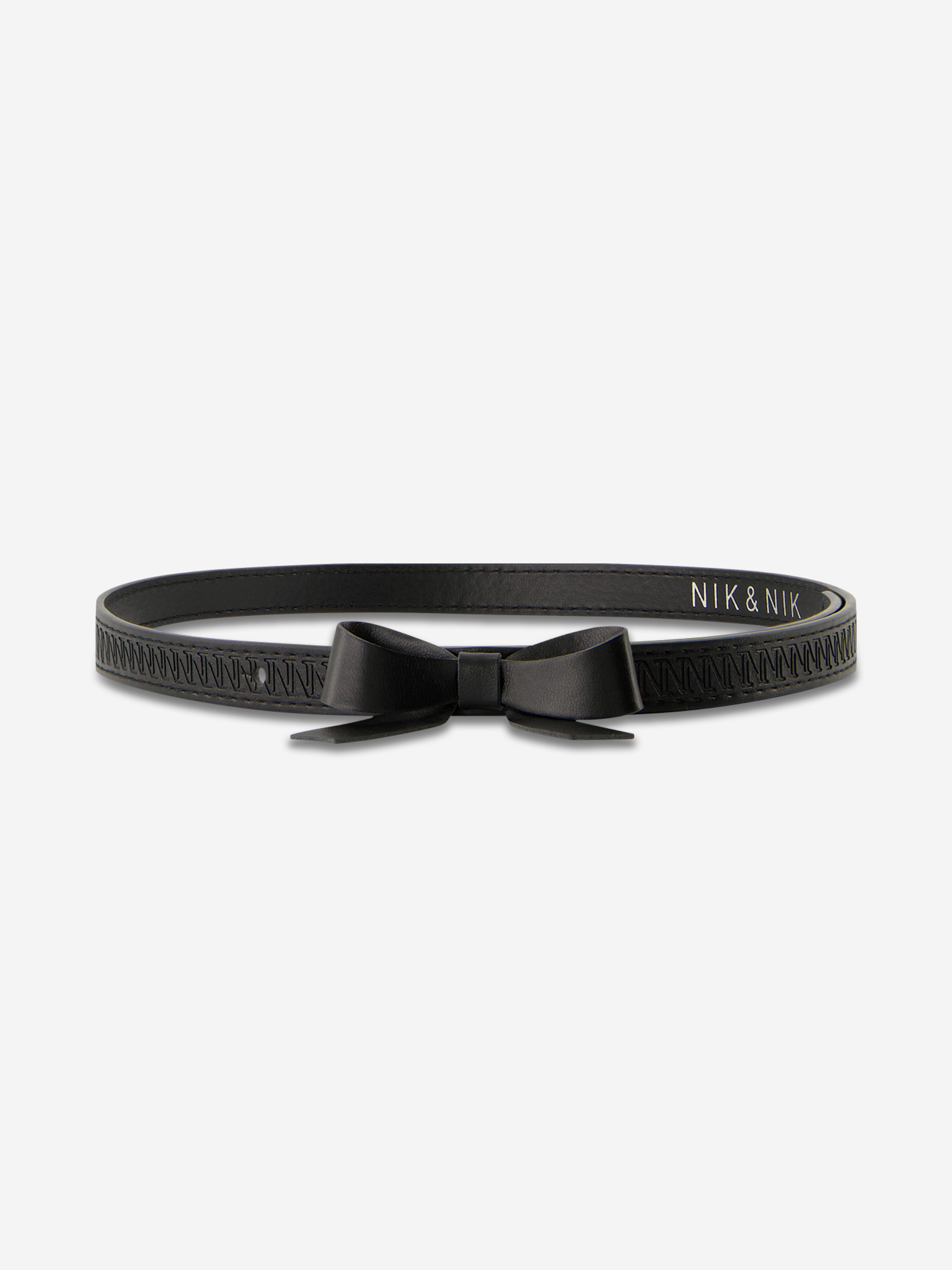 Belt with logo pattern and bow