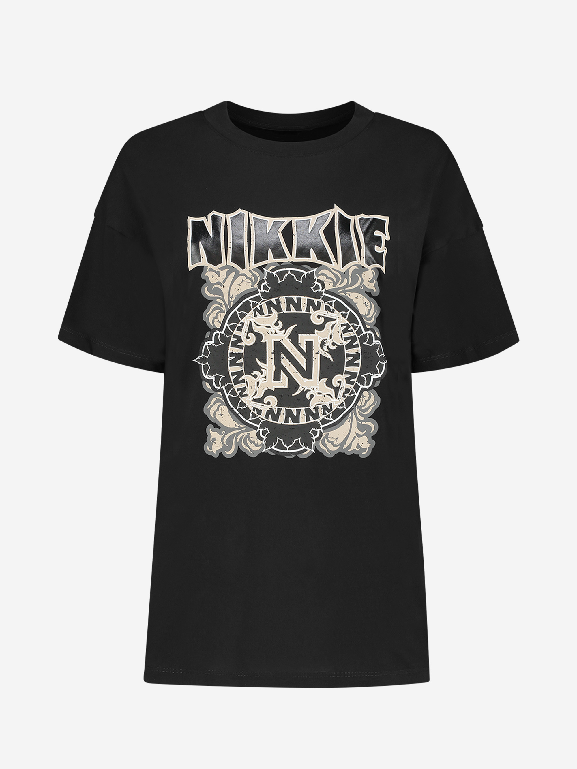 T-shirt met N ornament  