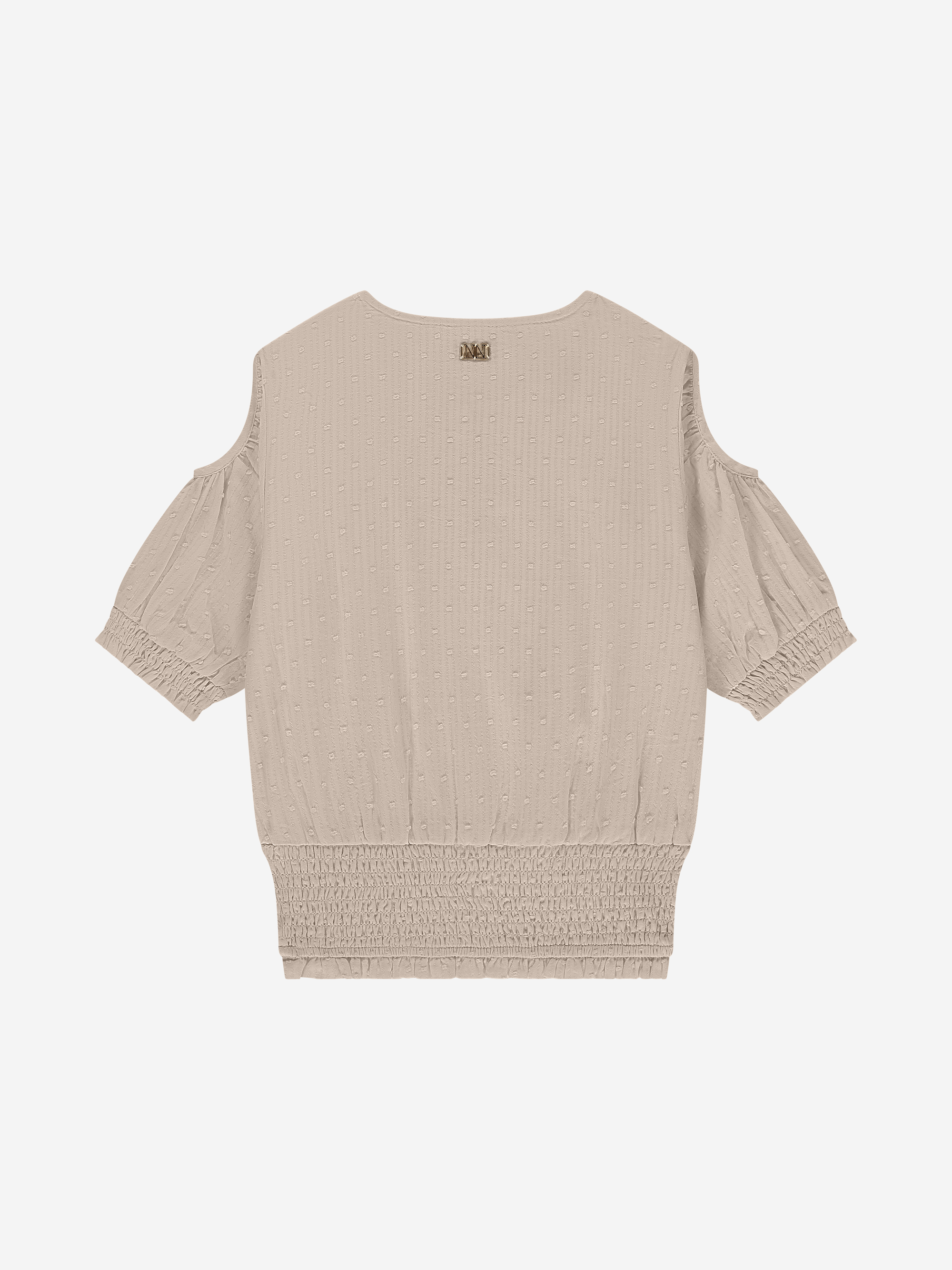 Blouse with smock and puff sleeves with cut-out