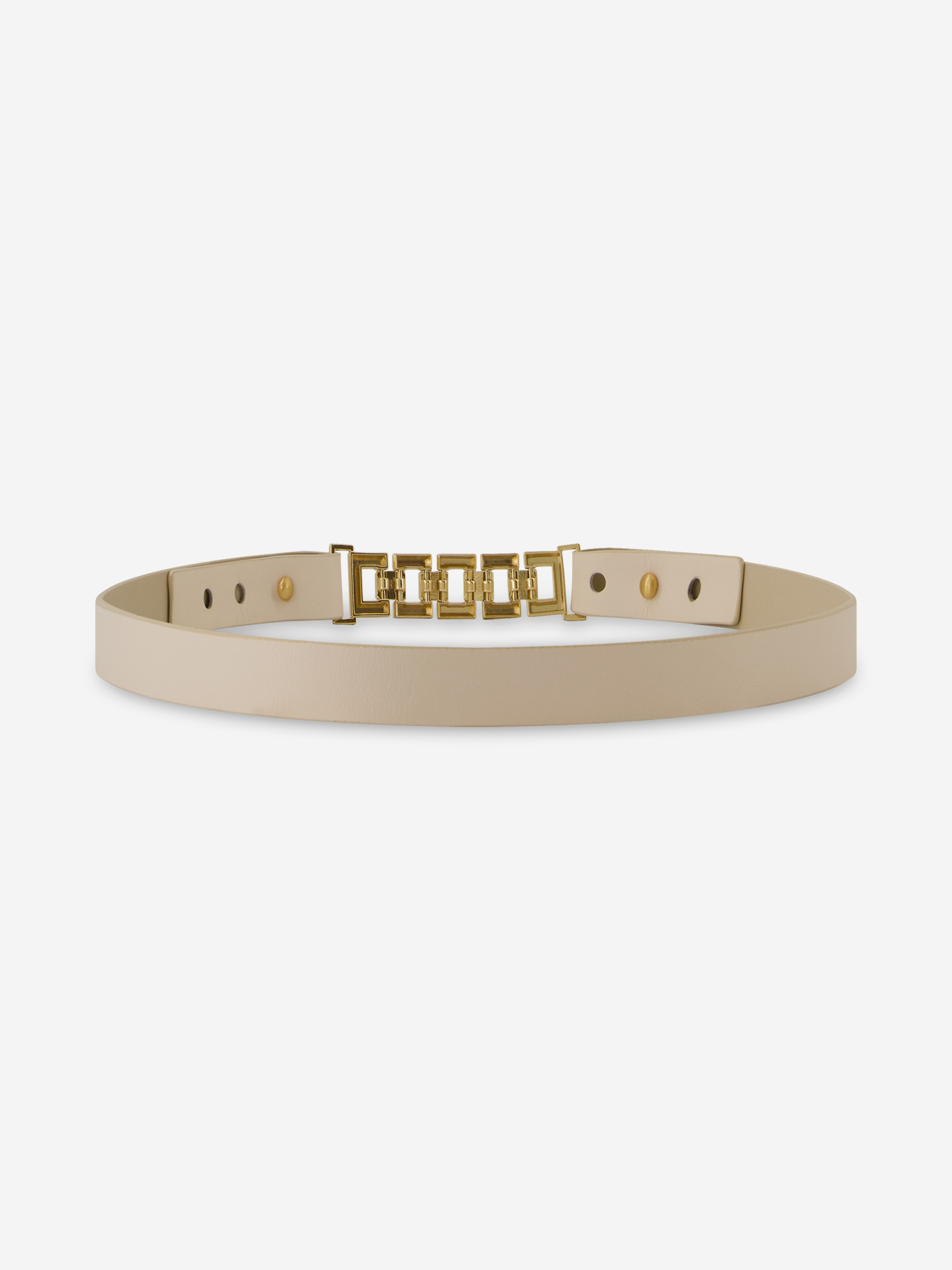 Leather waist belt with chain buckle