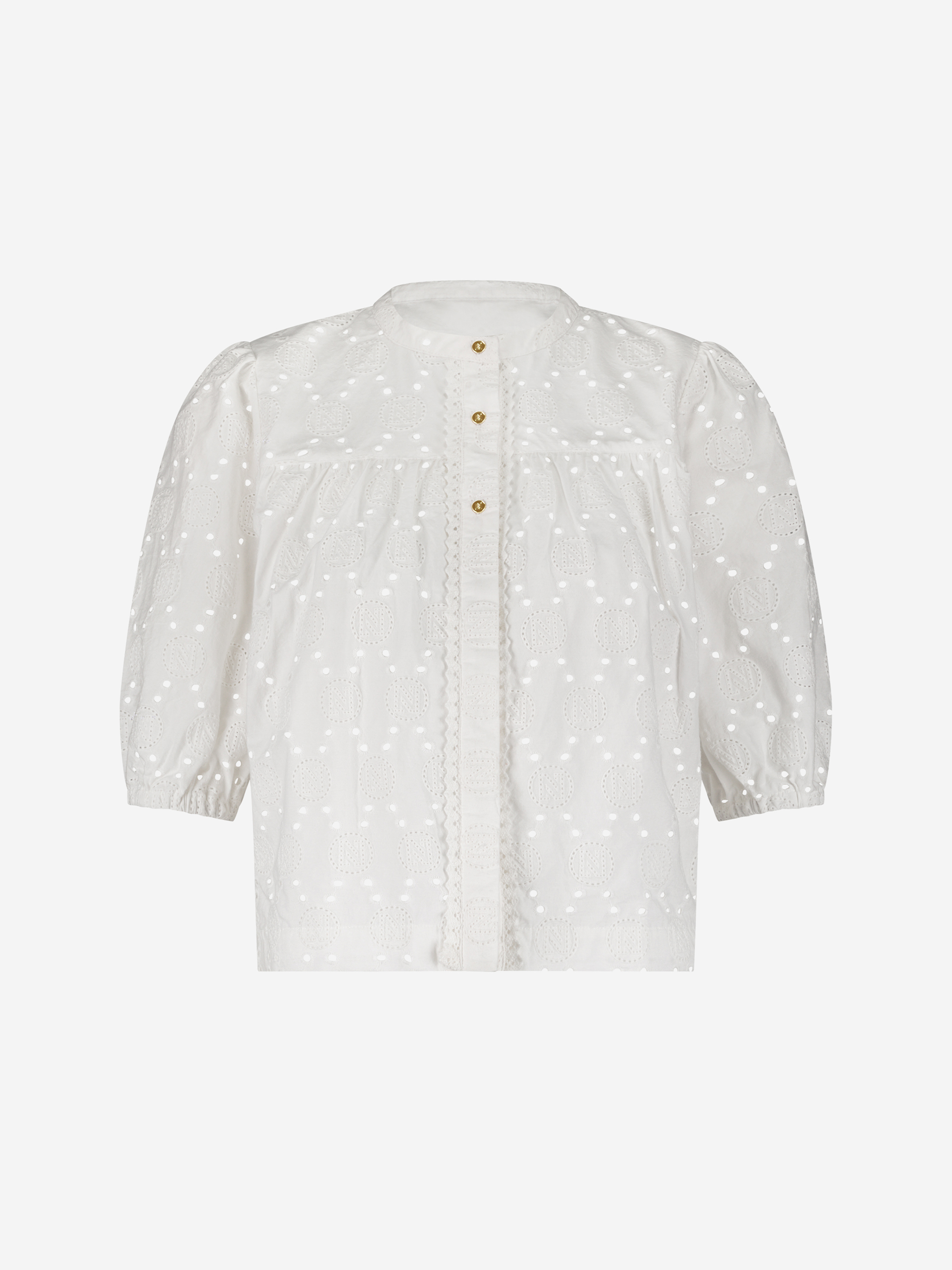 Broderie anglaise top with puff sleeves