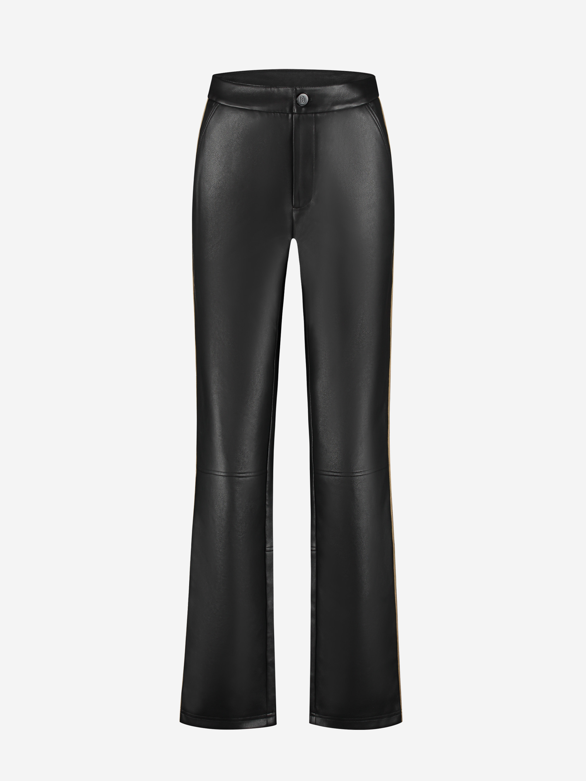 Broek van imitatieleer met bies aan zijkant