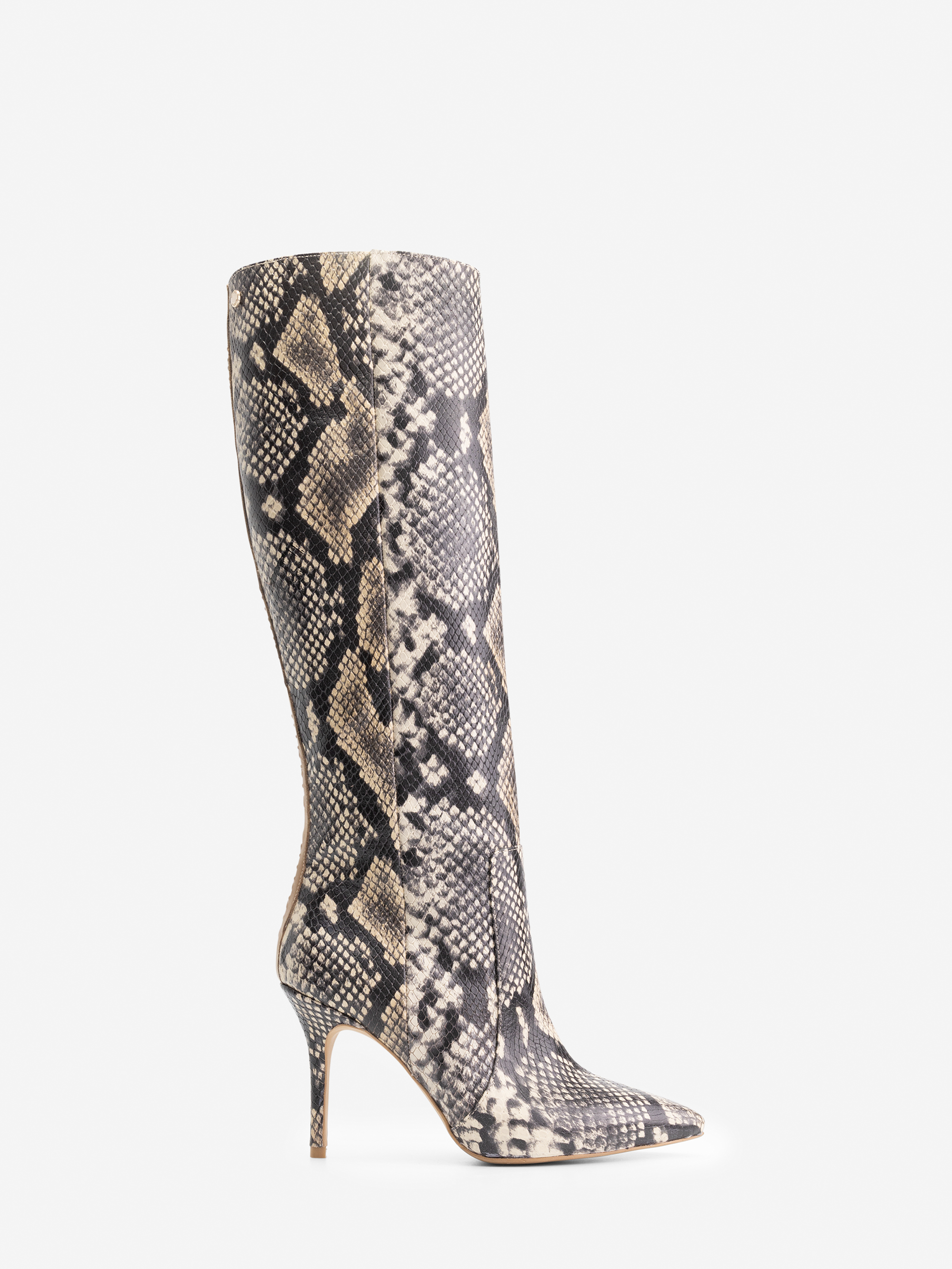 High Leather boots with heel and croco print 