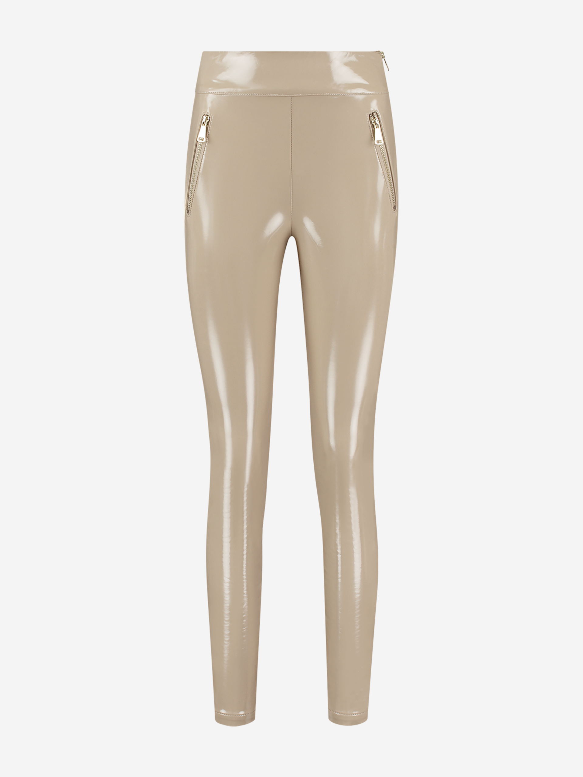 Shiny pants with zippers