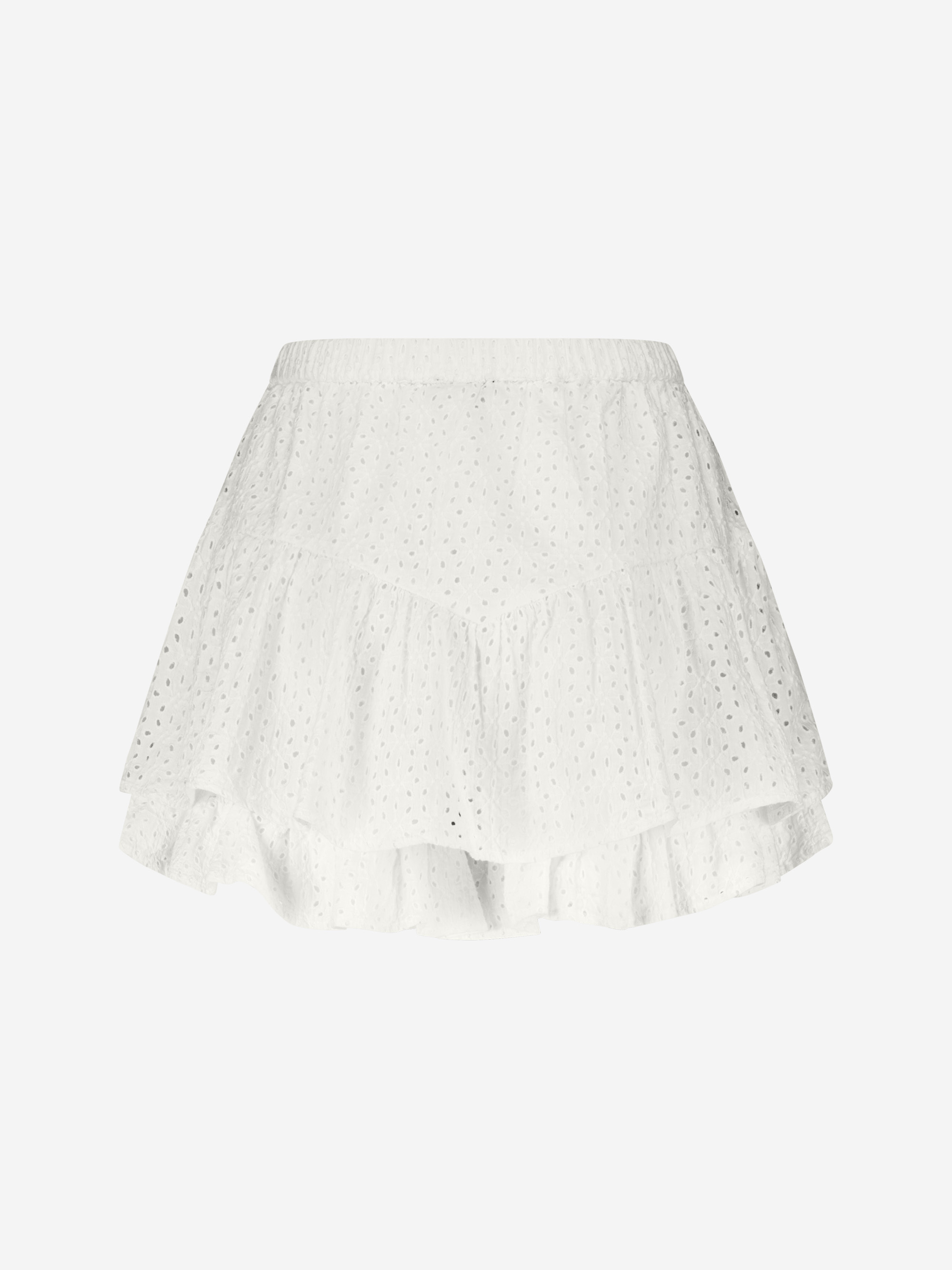 Skort with flounces and broderie anglaise