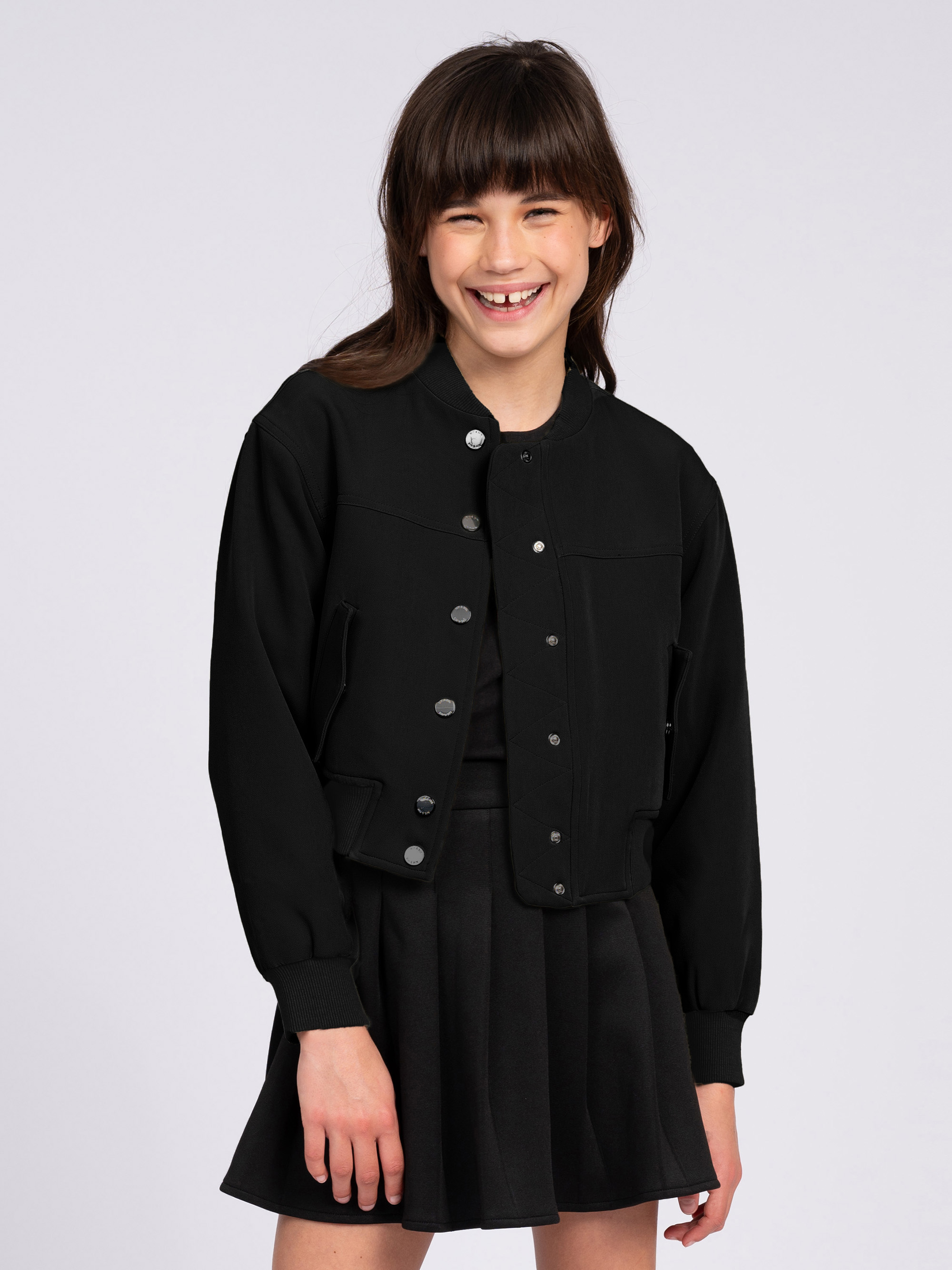 Bomber jacket with elastic waistband