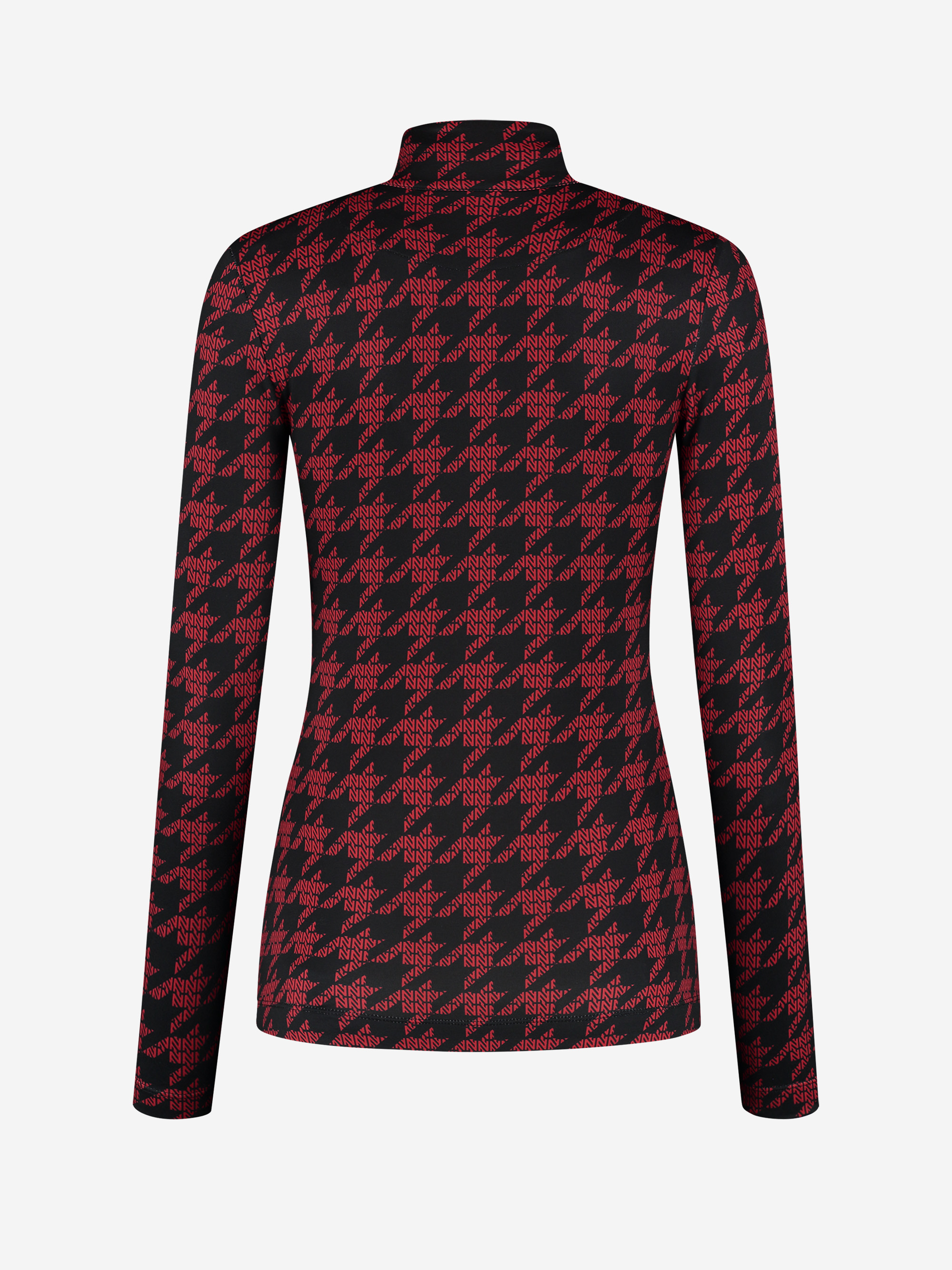 Fitted top with zipper and logo pattern