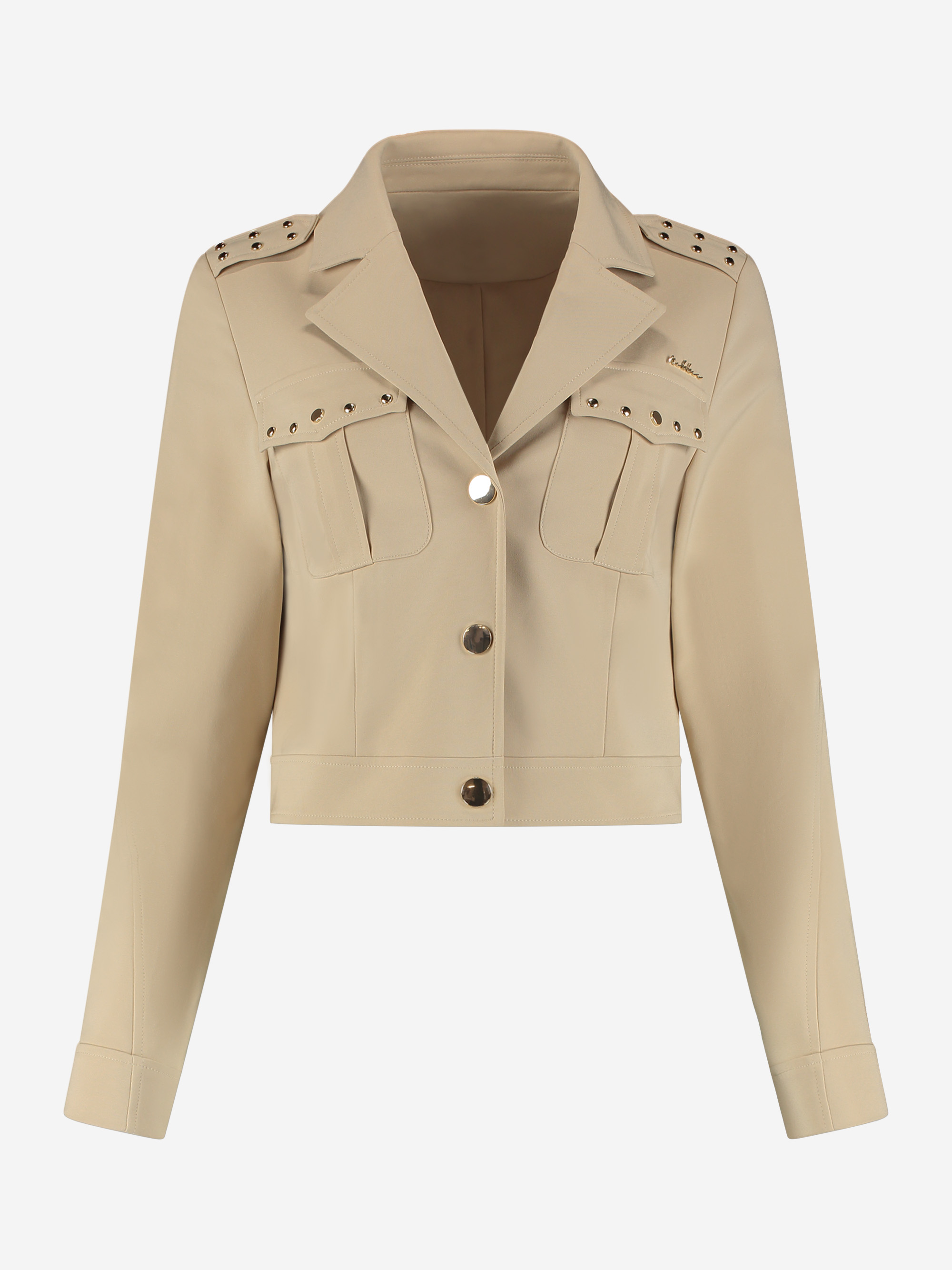 Kort jack met studs en borstzakken